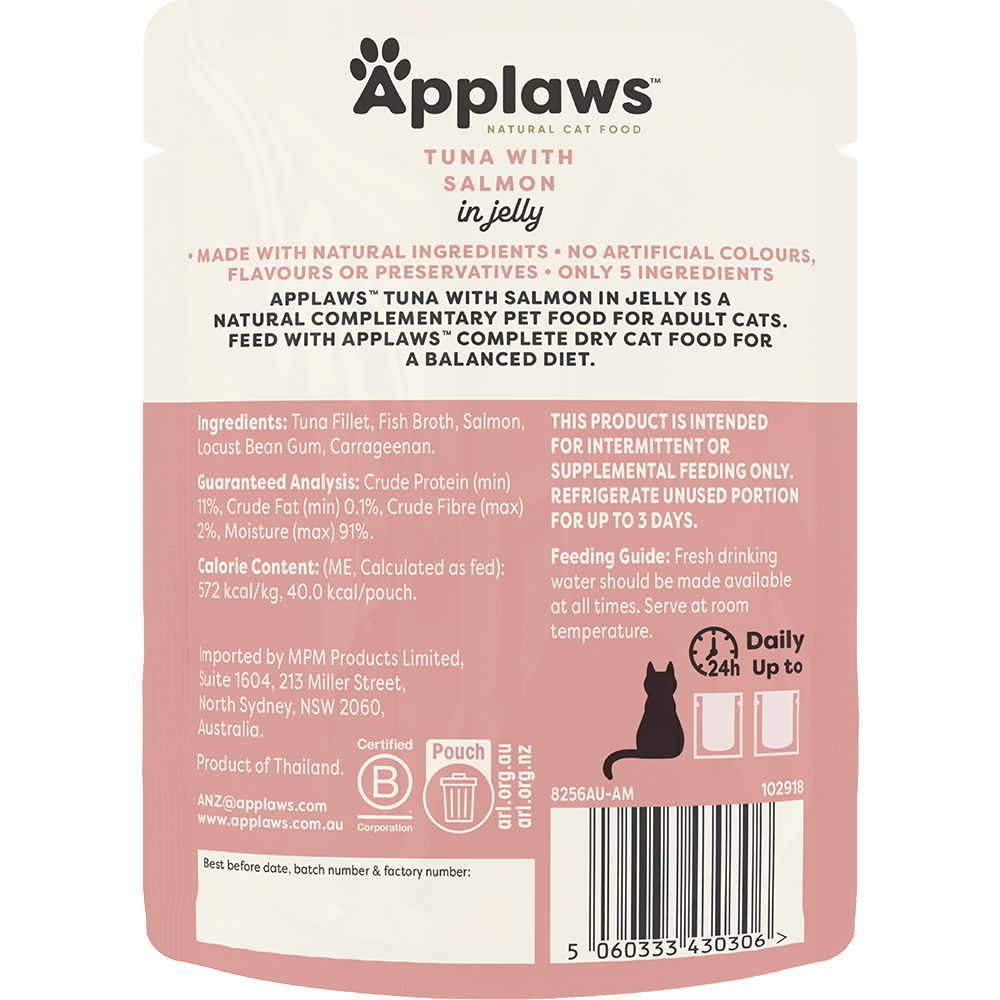 Applaws Natural Wet Cat Pouch Tuna & Salmon 70g x 32