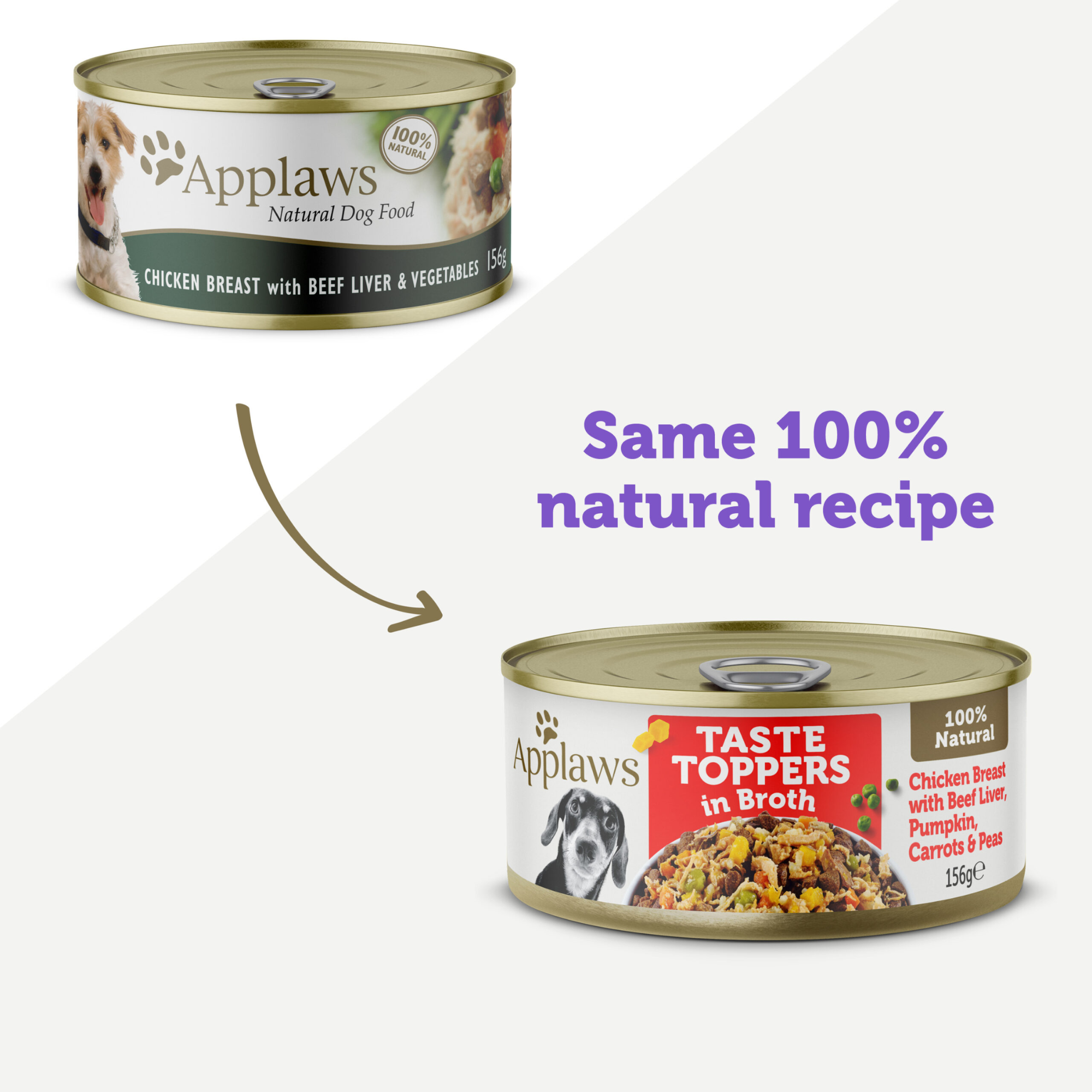 Applaws Taste Toppers Wet Dog Food Chicken Breast with Beef Liver & Veg 156g x 16