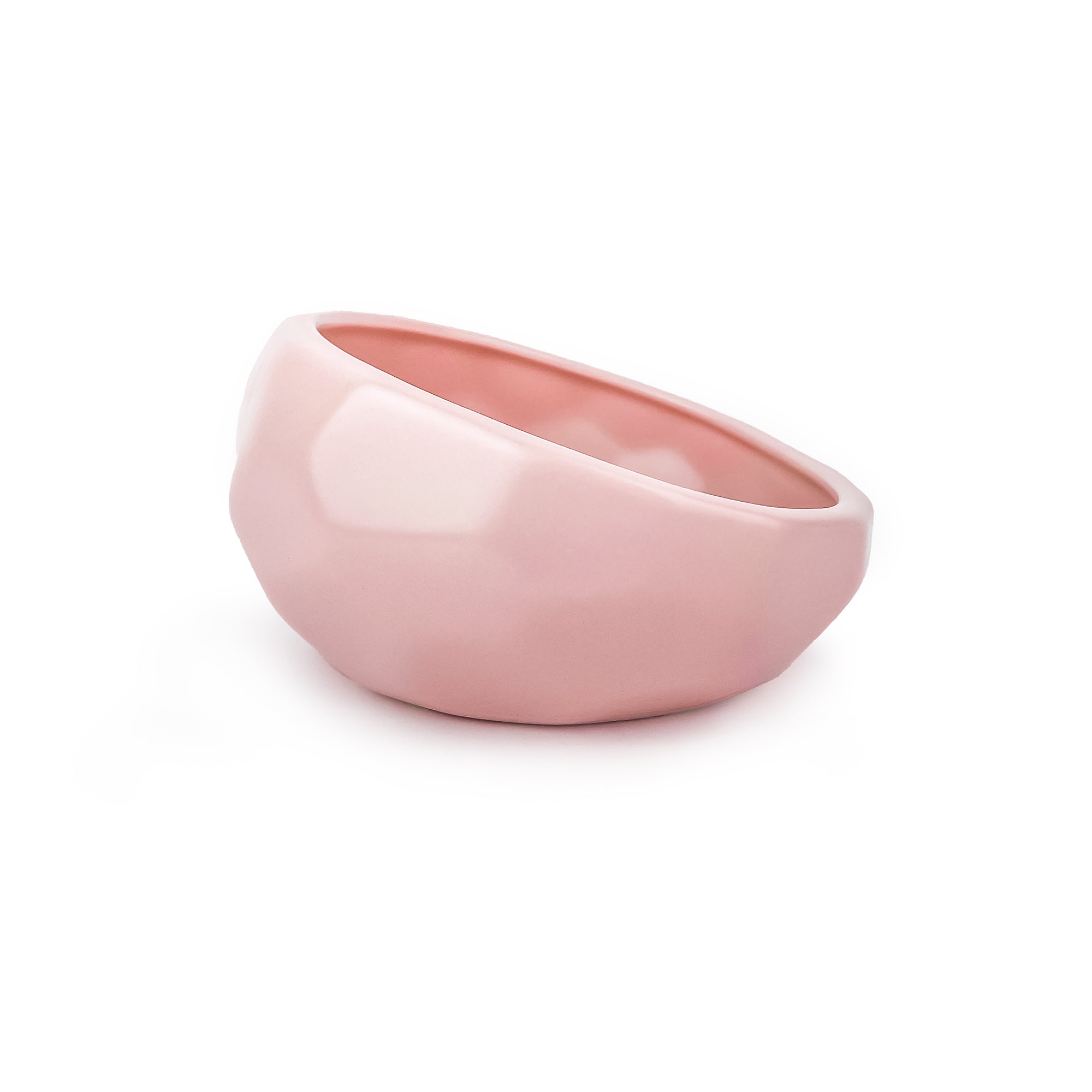 Barkley & Bella Honeycomb Ceramic Dog Bowl Blush Pink