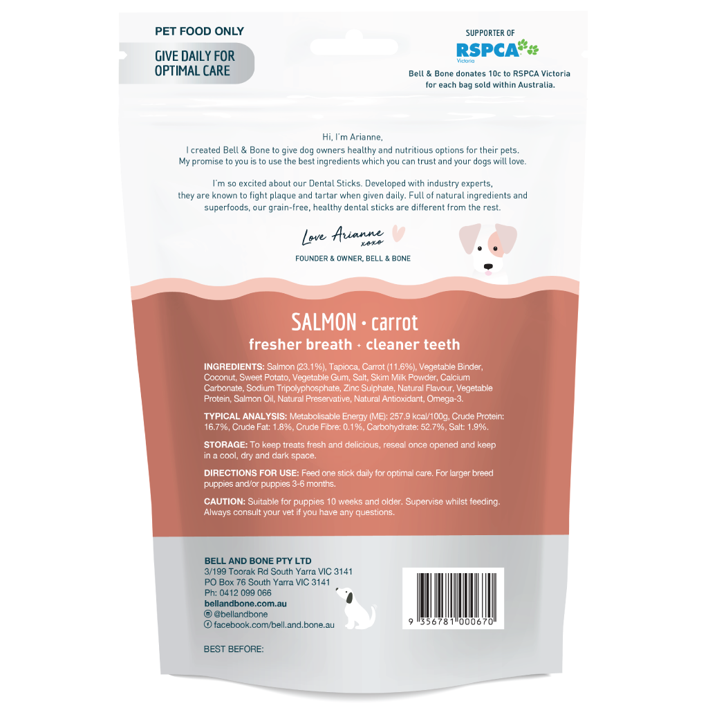 Bell & Bone Small Puppy Dental Chews Salmon 7 Pack