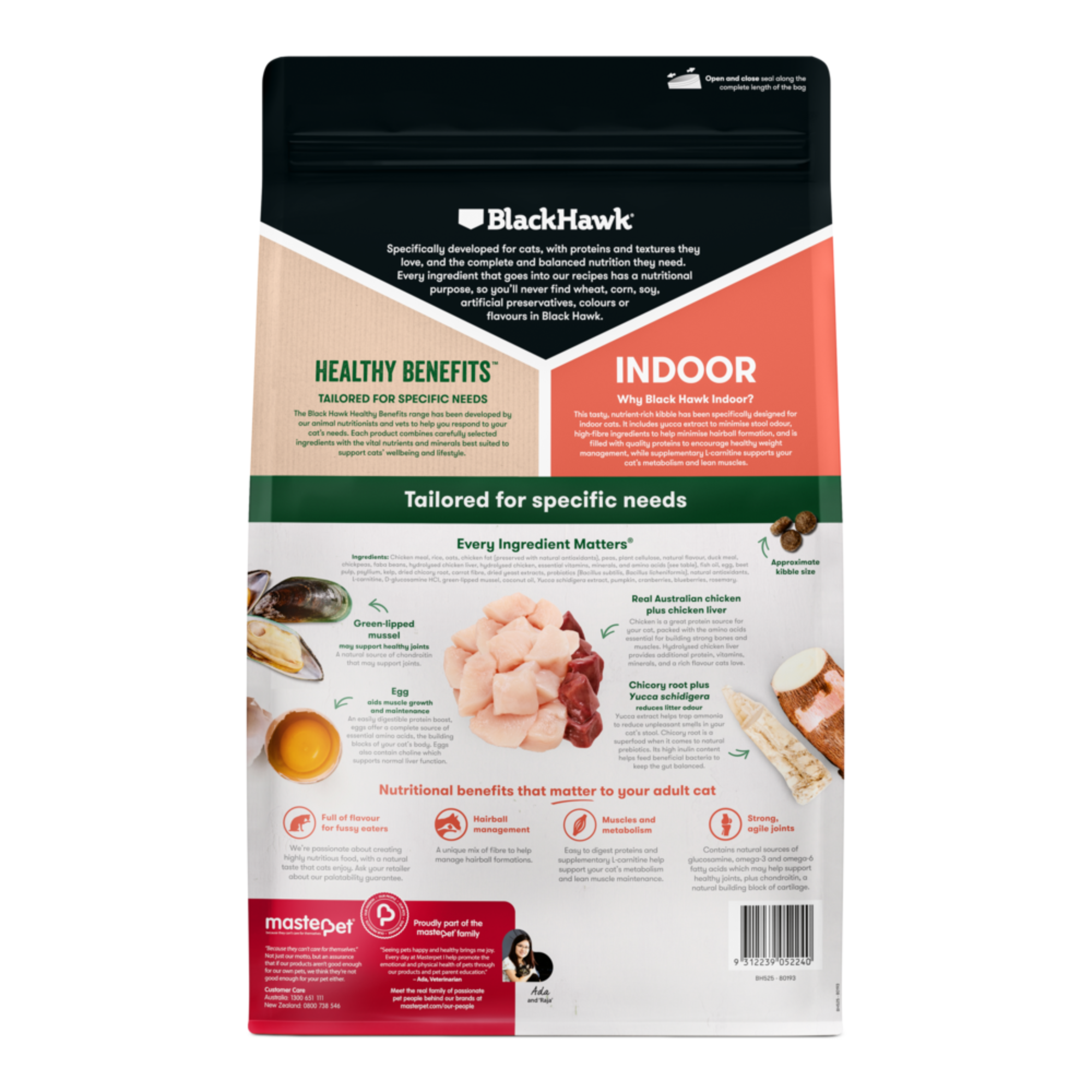 Black Hawk Adult Healthy Benefits Indoor Chicken Dry Cat Food 4kg