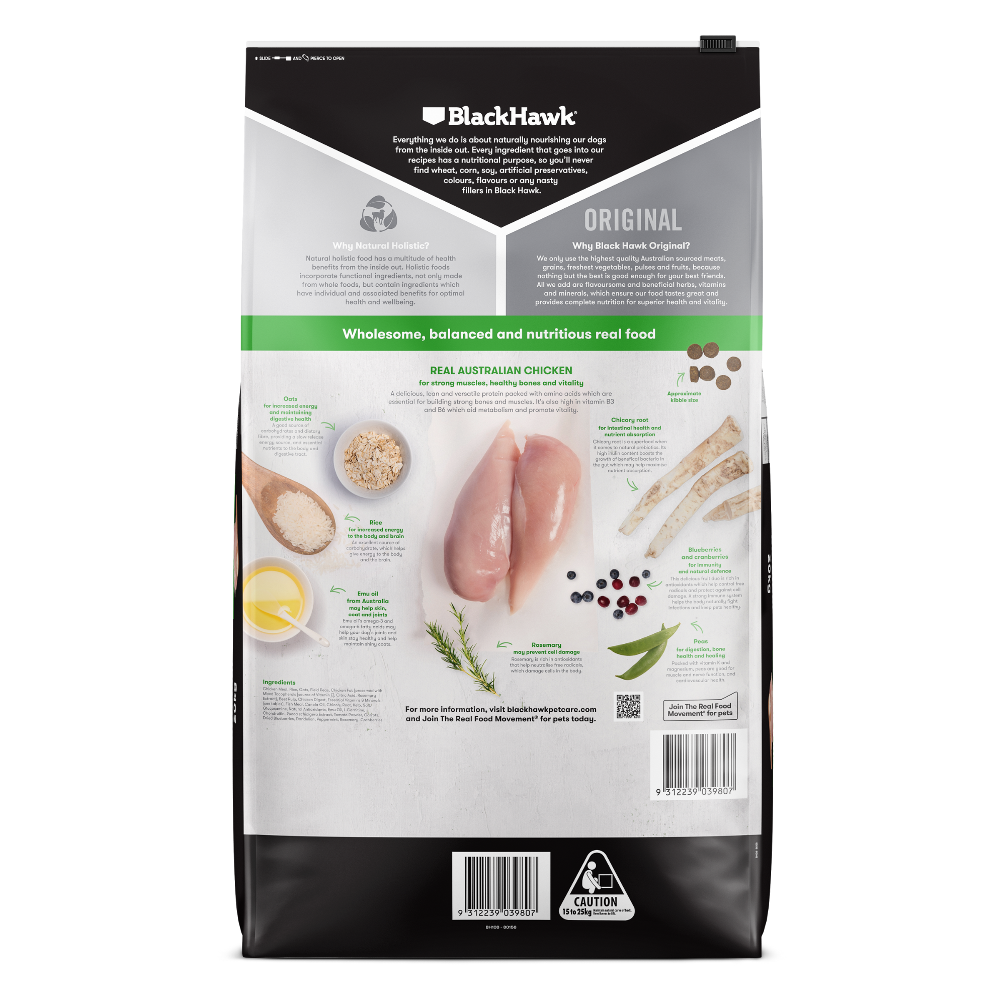 Black Hawk Original Adult Large Breed Chicken and Rice Dry Dog Food 20kg