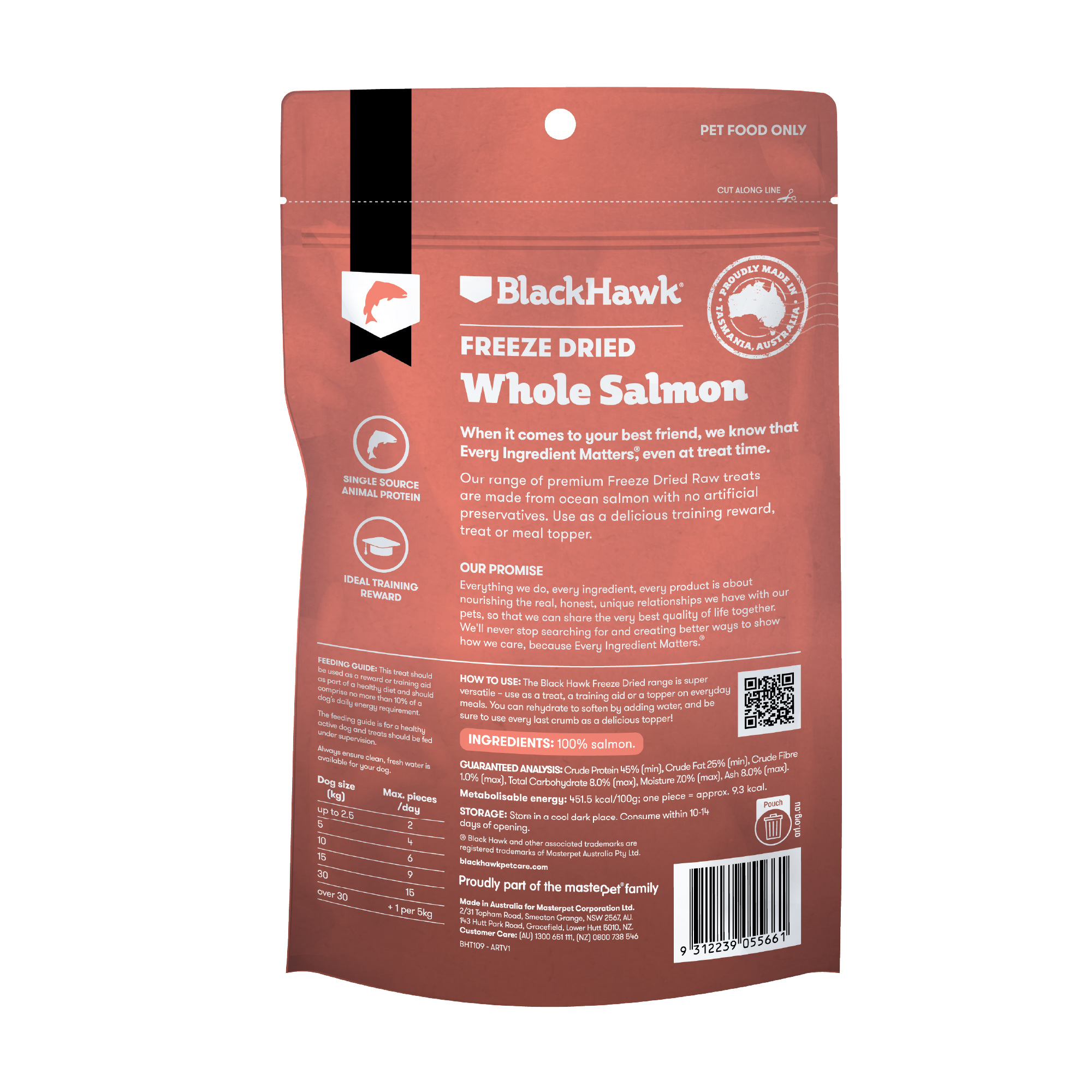 Black Hawk Freeze Dried Whole Salmon Dog Treat 45g