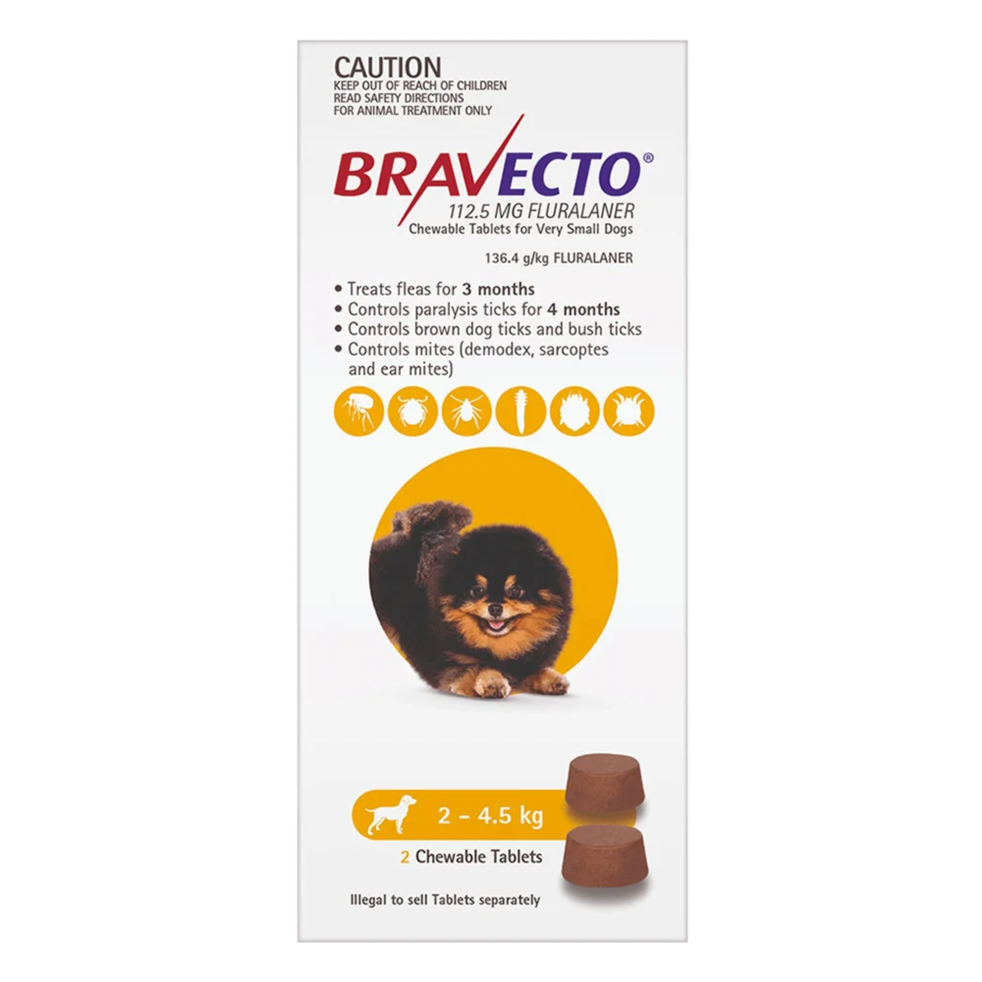 Bravecto Very Small Dog Chews 2-4.5Kg