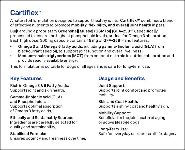 Cartiflex Joint Mobility Support Capsules for Dogs 300mg 56 Pack