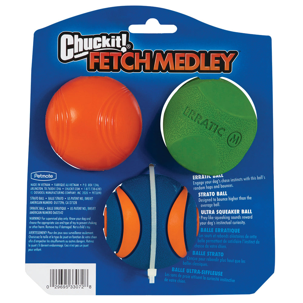 Chuckit Fetch Medley Gen2 Balls Medium Dog Toy 3 Pack