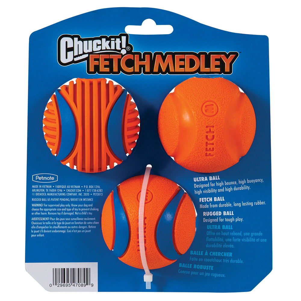 Chuckit Fetch Medley Gen3 Balls Medium Dog Toy 3 Pack