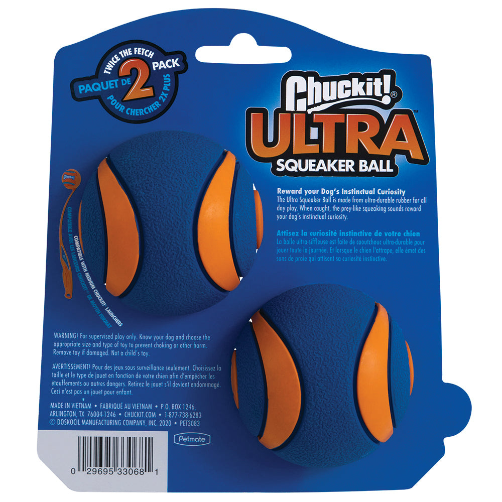 Chuckit! Ultra Squeaker Ball Dog Toy Medium 2 Pack