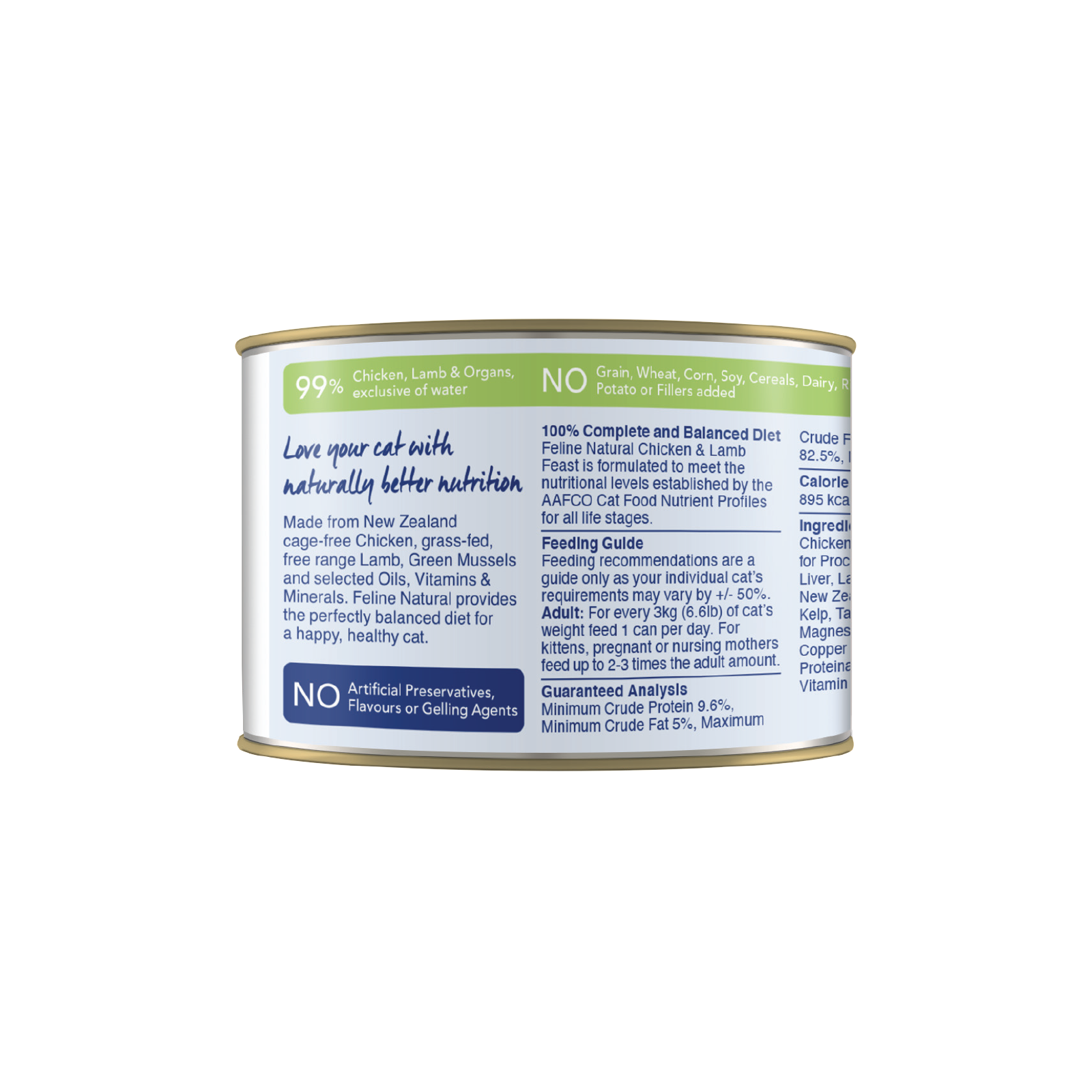 Feline Natural BPA Free & Gelatin Free Canned Cat Food Chicken & Lamb 170g x 24