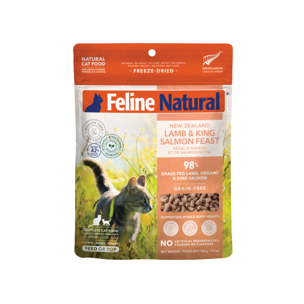 Feline Natural Grain Free Freeze Dried Cat Food Lamb & Salmon