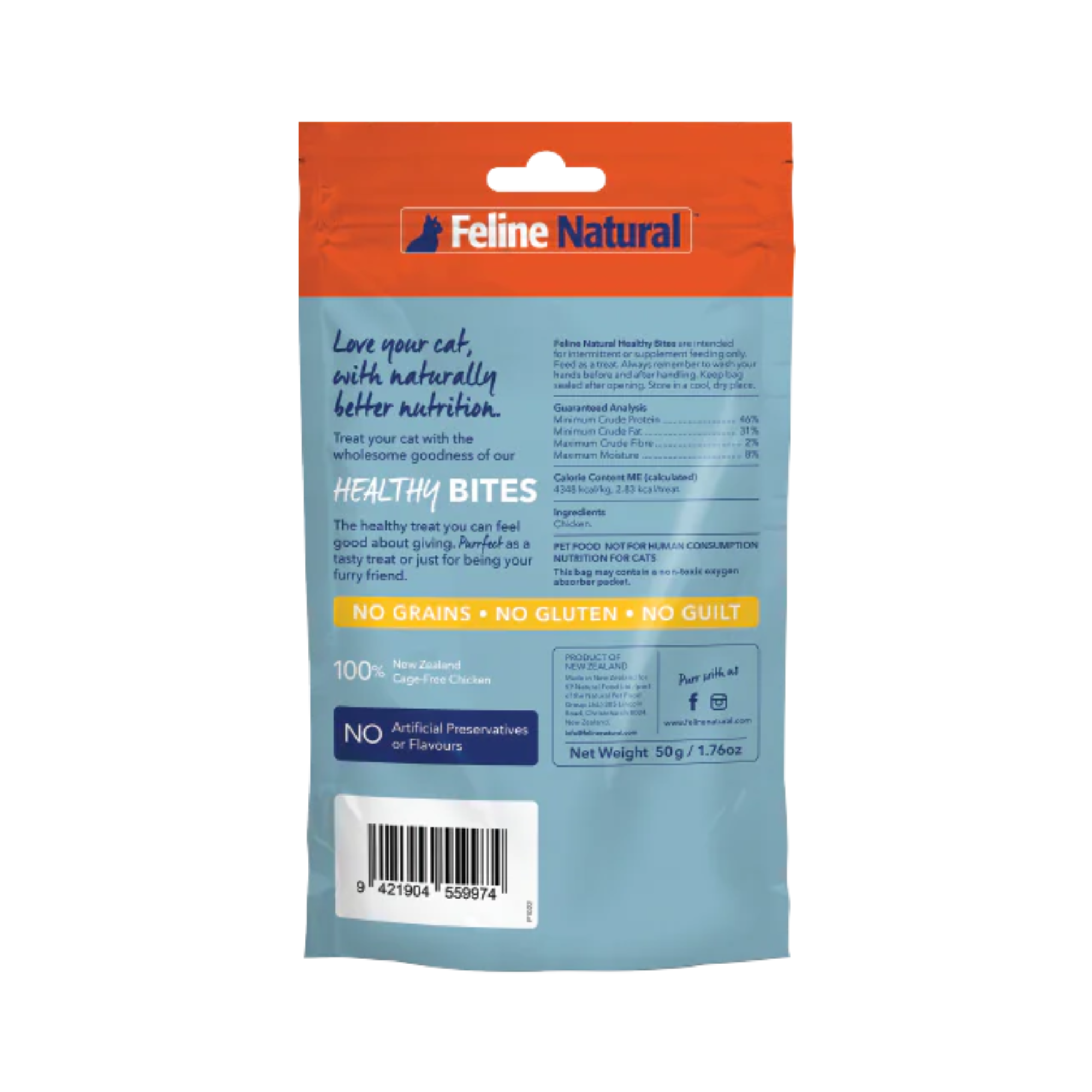 Feline Natural Grain Free Freeze Dried Cat Treats Chicken 50g