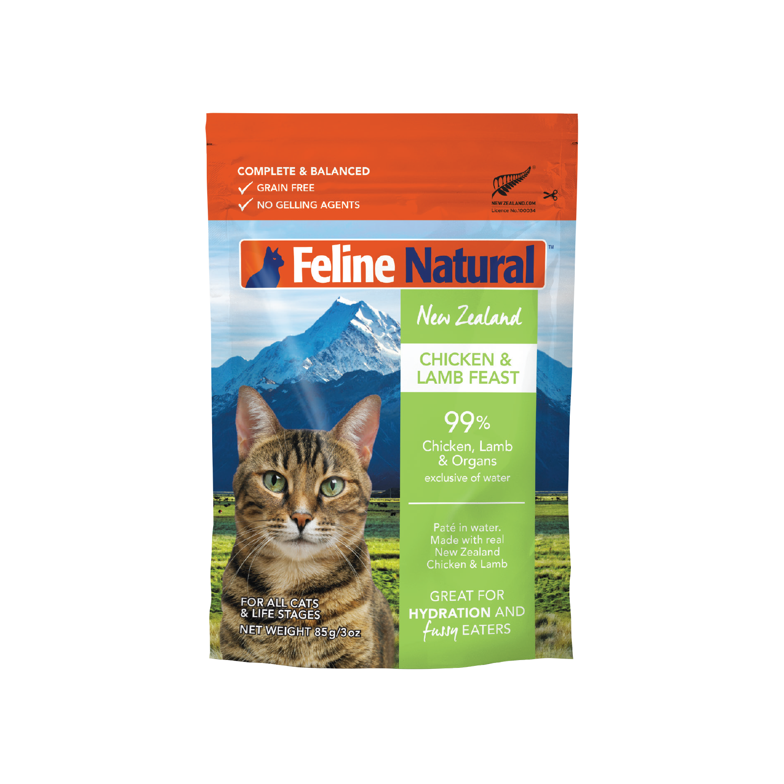 Feline Natural Grain Free Pouches Chicken & Lamb Feast 85g x 24