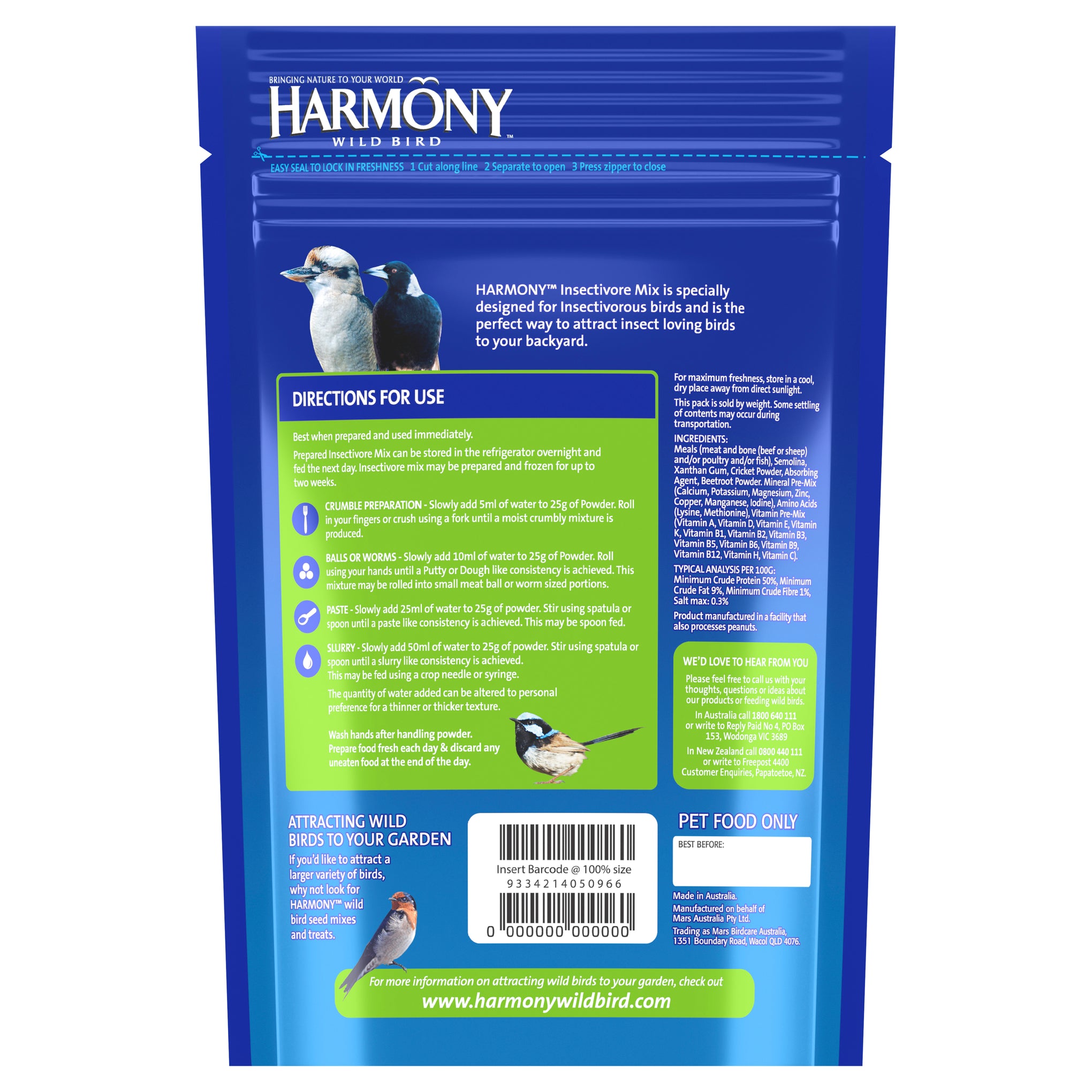 Harmony Insectivore Mix 500g