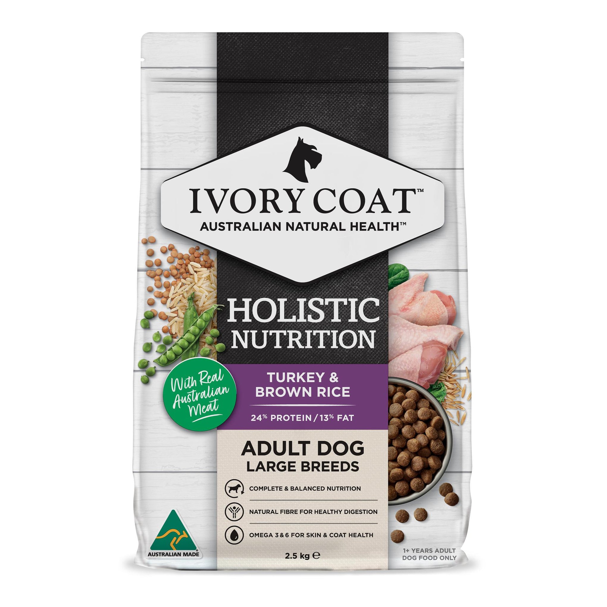 Ivory Coat Holistic Nutrition Adult Large Breed Turkey and Brown Rice
