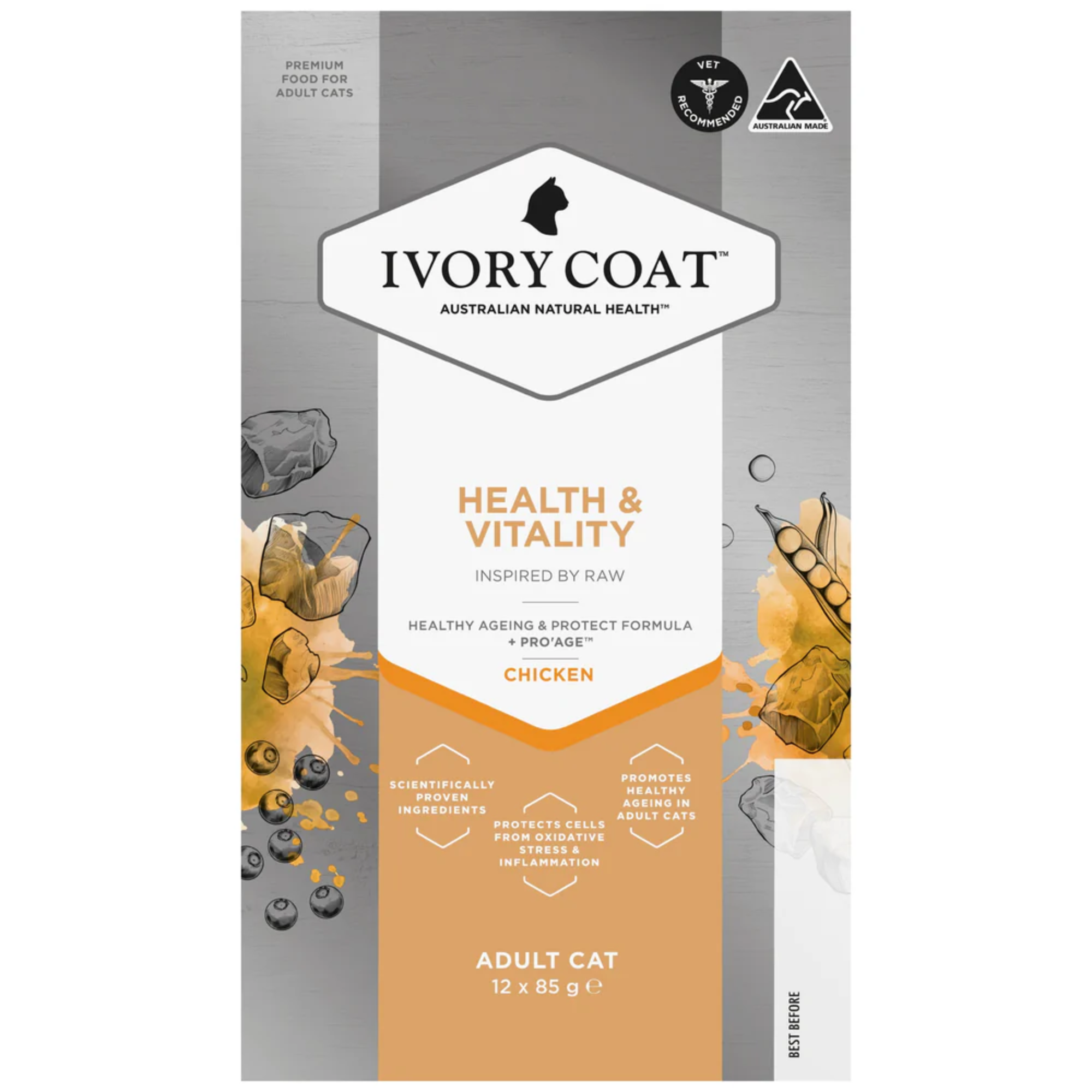 Ivory Coat Inspired By Raw Health & Vitality Chicken Wet Cat Food 85g x 12