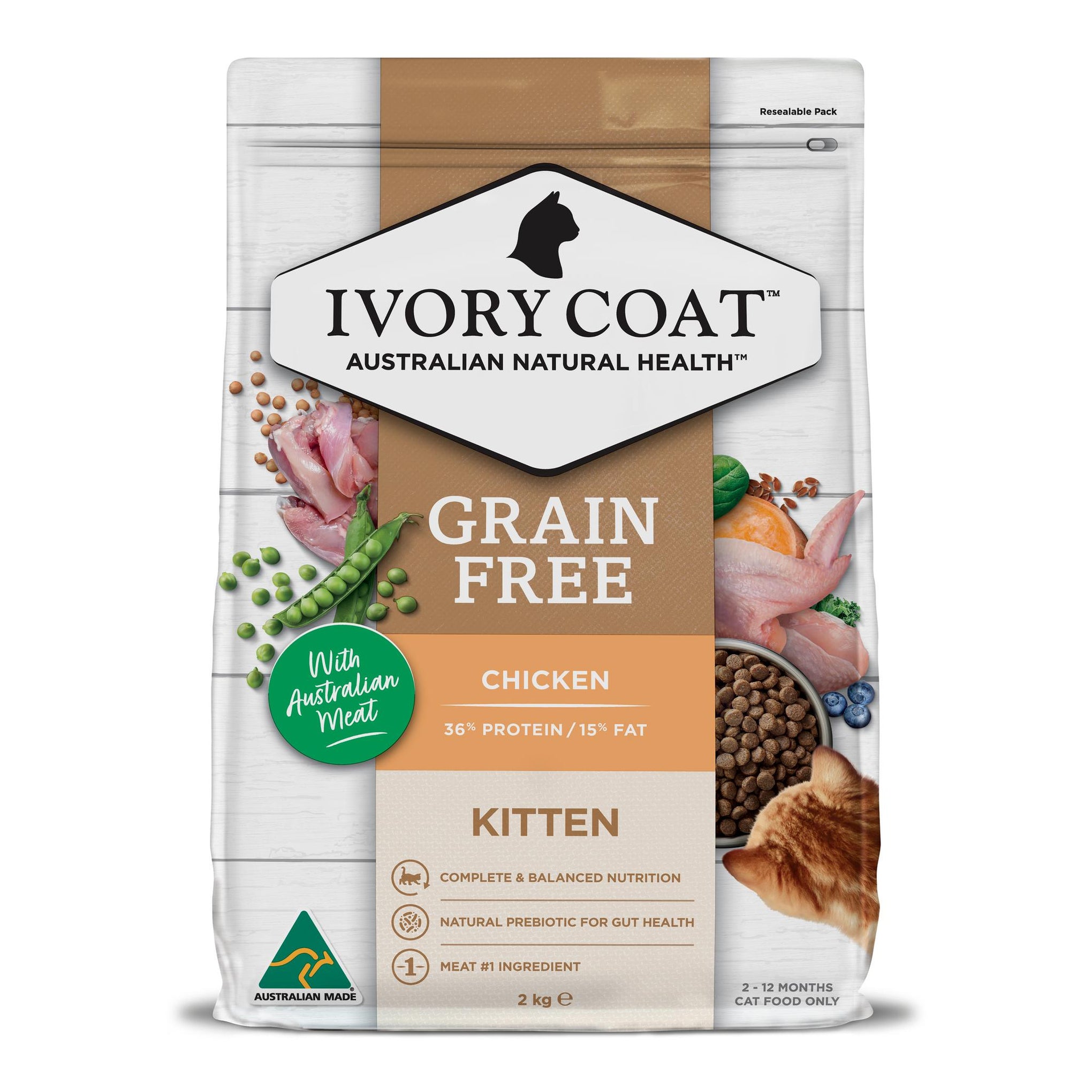Ivory Coat Grain Free Kitten Grain Free Chicken Cat Dry Food 2kg
