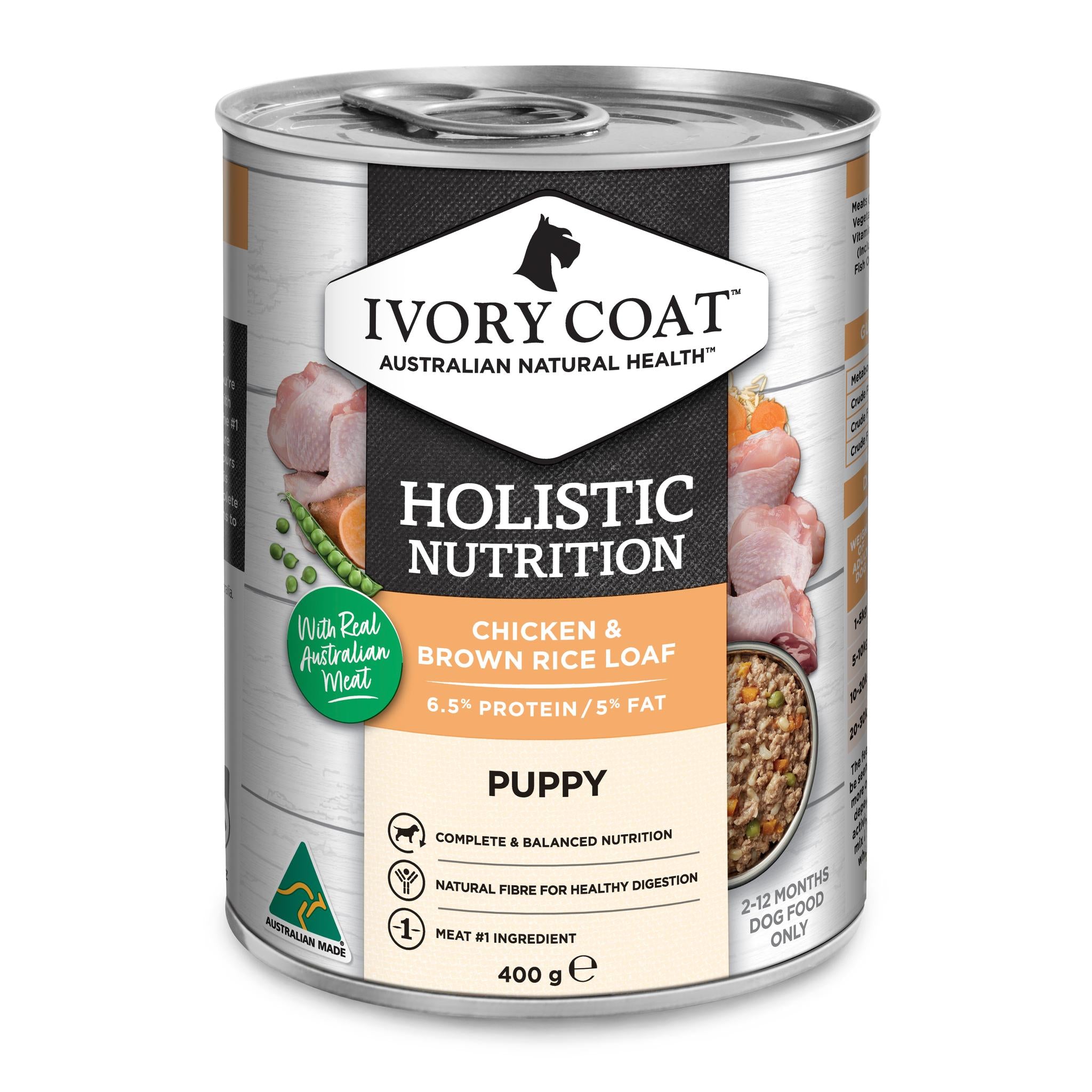 Ivory Coat Holistic Nutrition Puppy Chicken Brown Rice Loaf Dog Wet