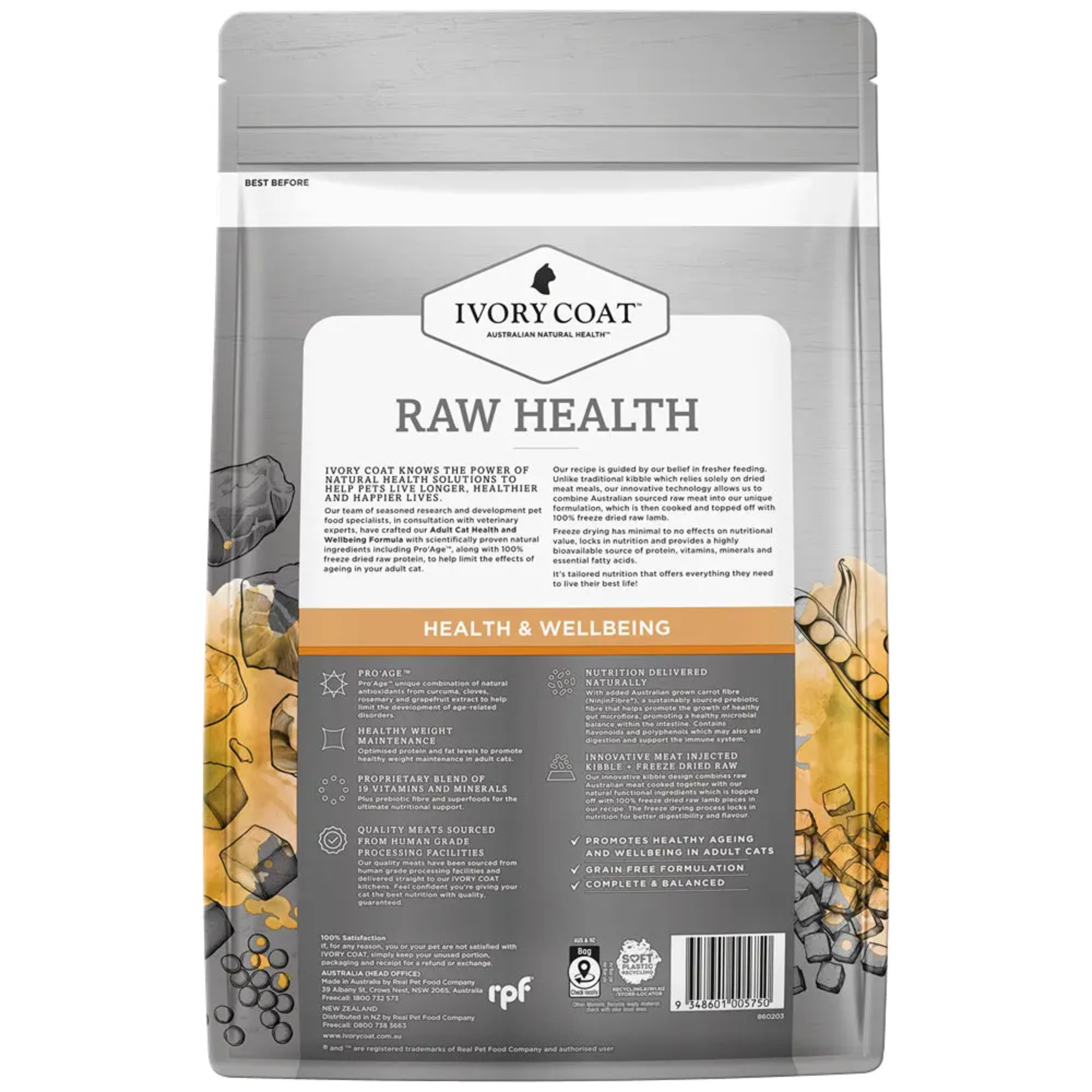 Ivory Coat Raw Health Cat Health & Vitality Chicken and Freeze Dried Lamb Dry Cat Food