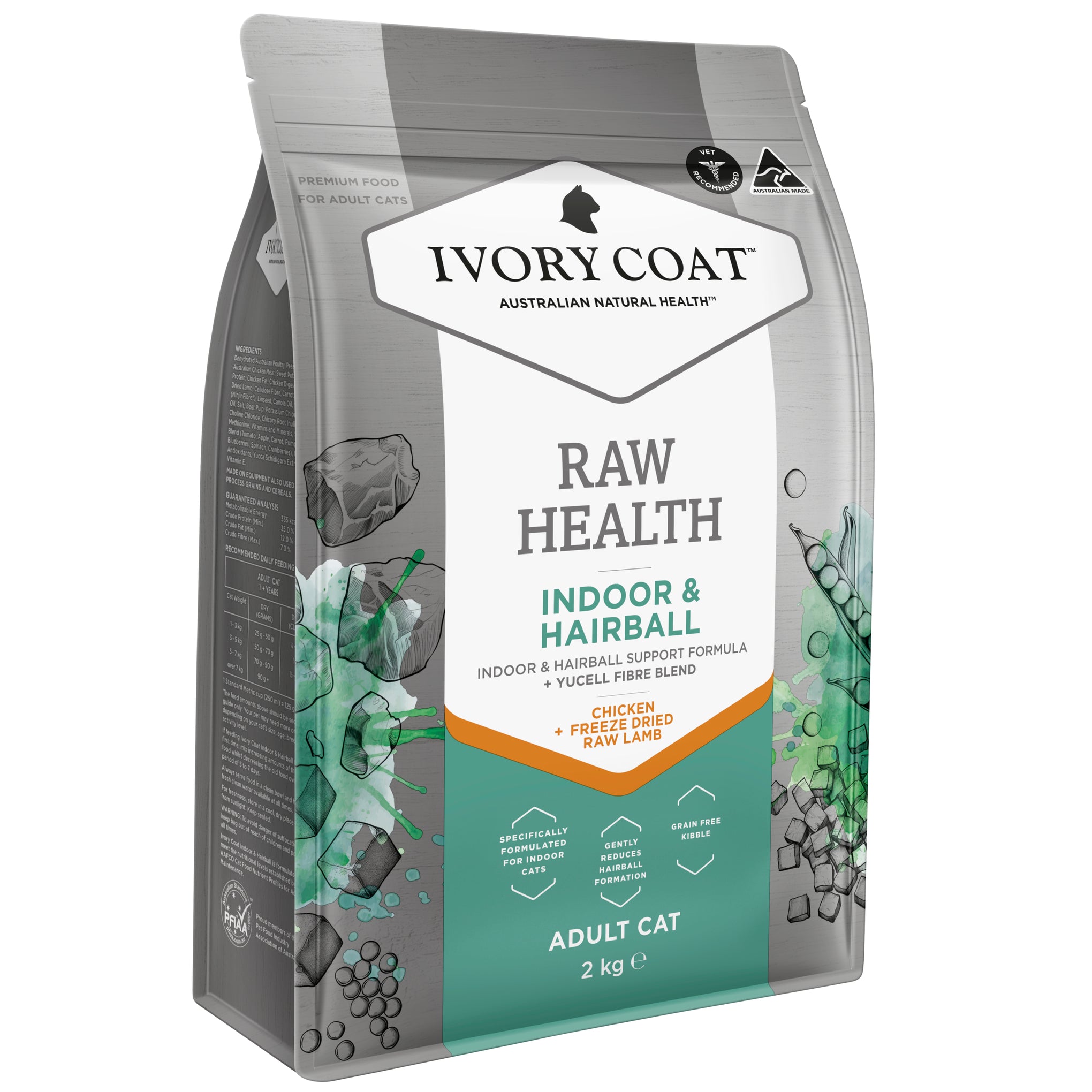 Ivory Coat Raw Health Cat Indoor & Hairball Chicken and Freeze Dried Lamb Dry Cat Food