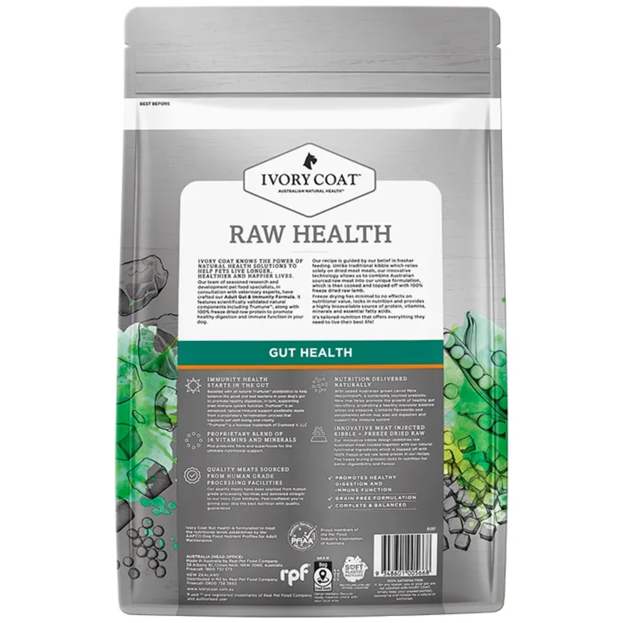 Ivory Coat Raw Health Dog Gut Health Chicken and Freeze Dried Lamb Dry Dog Food