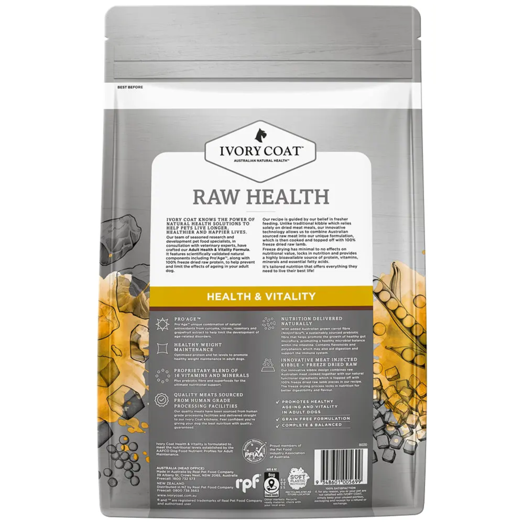 Ivory Coat Raw Health Dog Health & Vitality Kangaroo and Freeze Dried Lamb Dry Dog Food