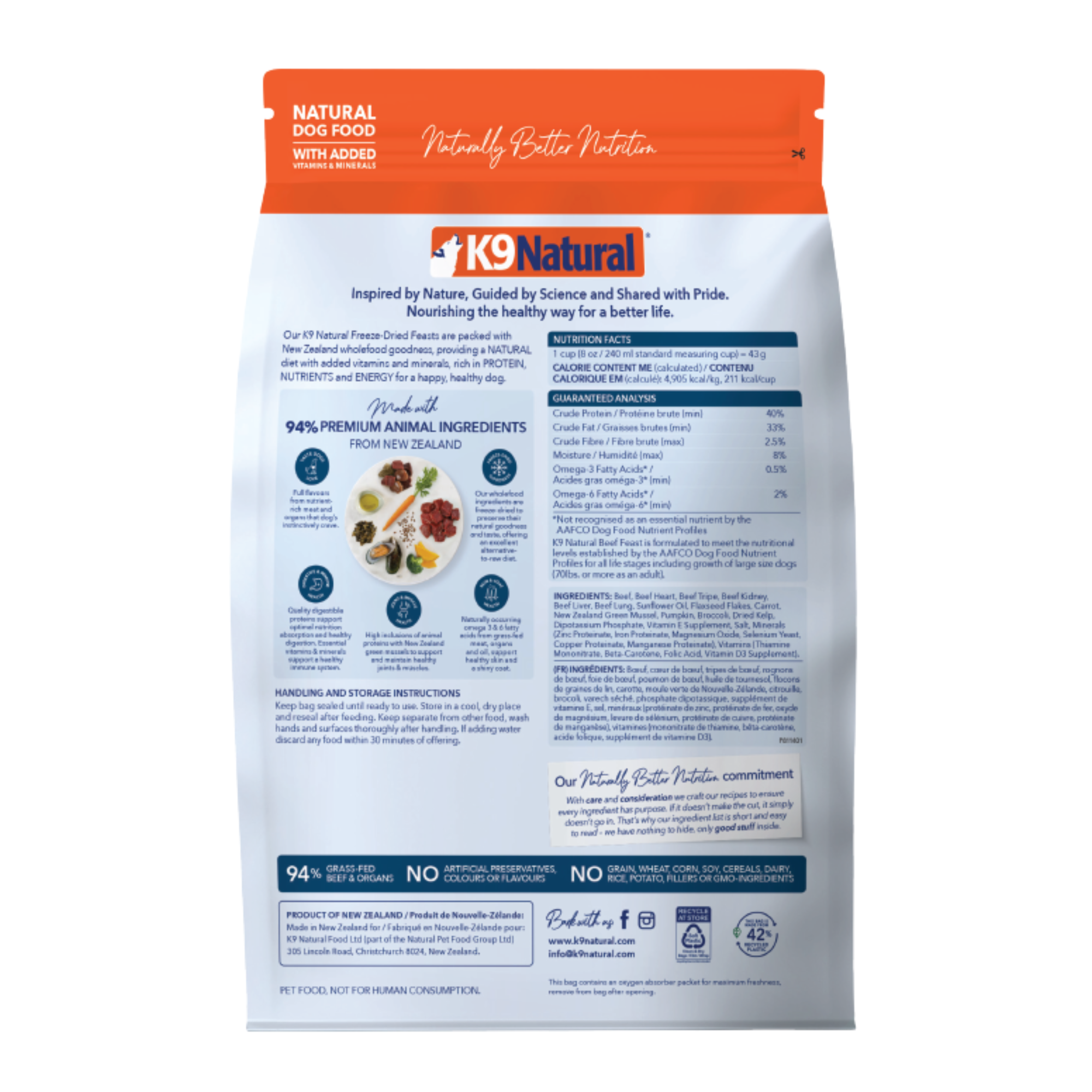 K9 Natural Grain Free Freeze Dried Dog Food Beef