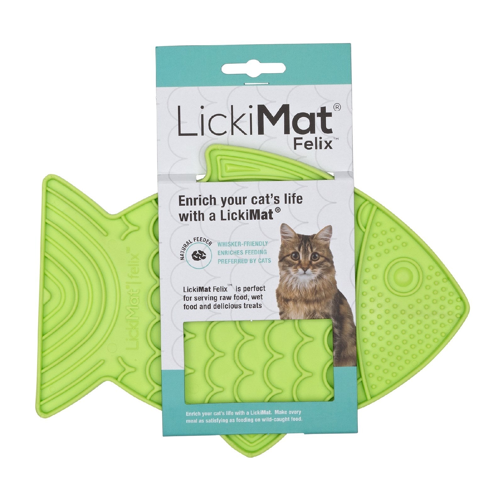 LickiMat Classic Felix Slow Feeder Cat Mat Green