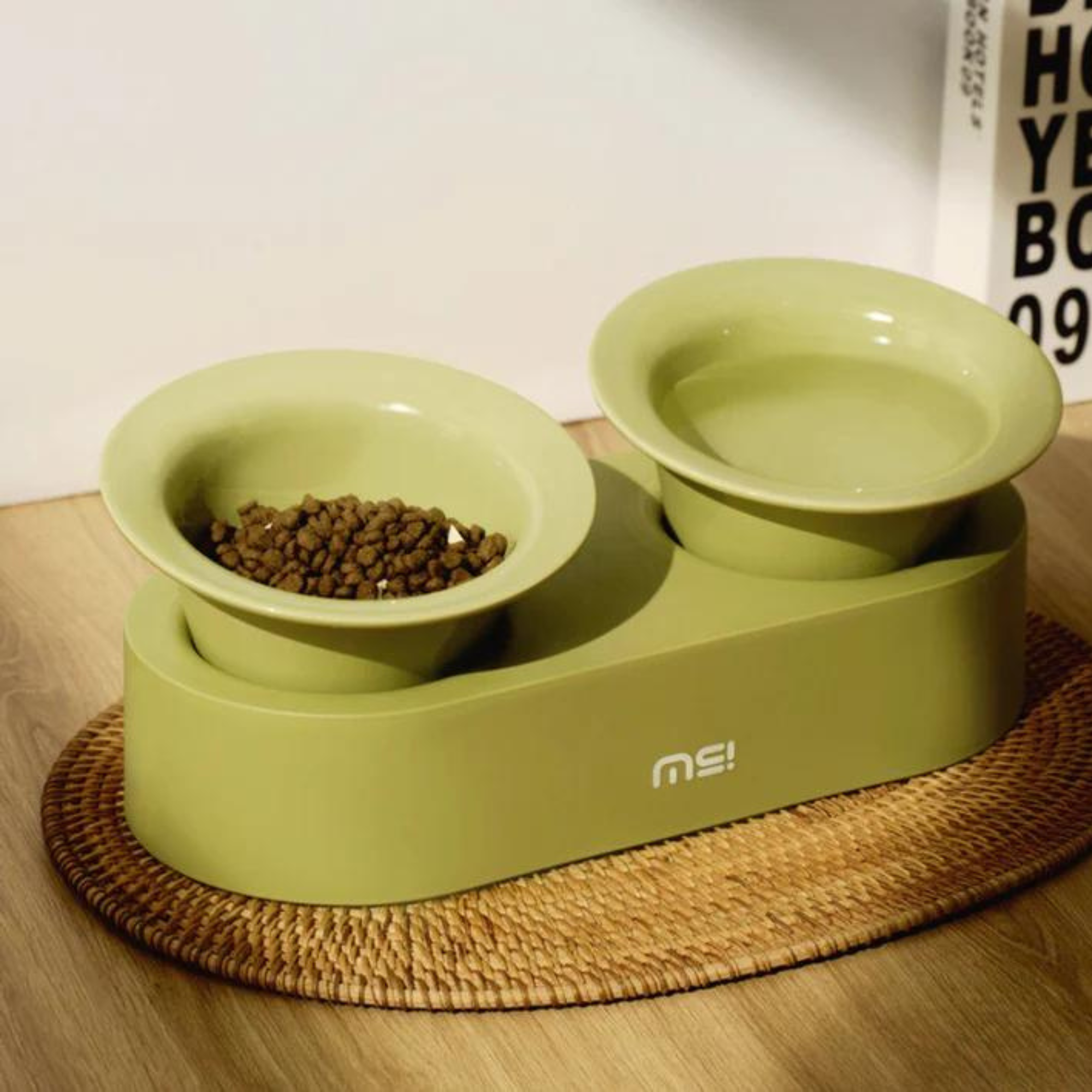 Makesure Jingle 2 in 1 Ceramic Pet Bowl Green