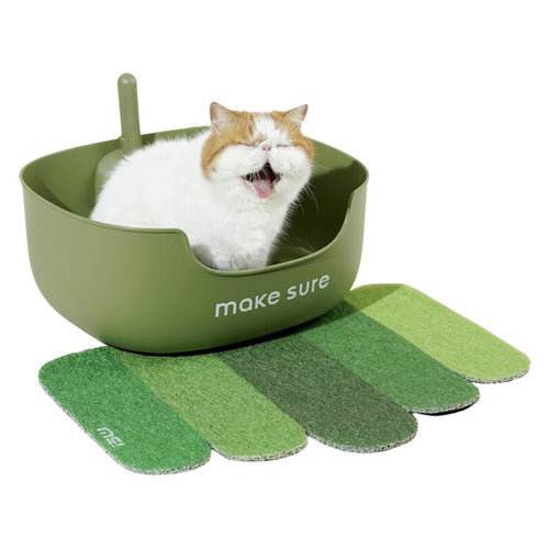 Makesure Open Cat Litter Tray and Mat Green