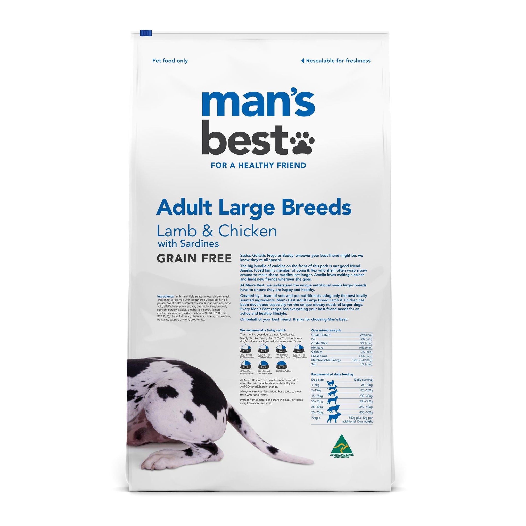 Mans Best Grain Free Adult Large Breed Lamb & Chicken Dry Dog Food 12kg