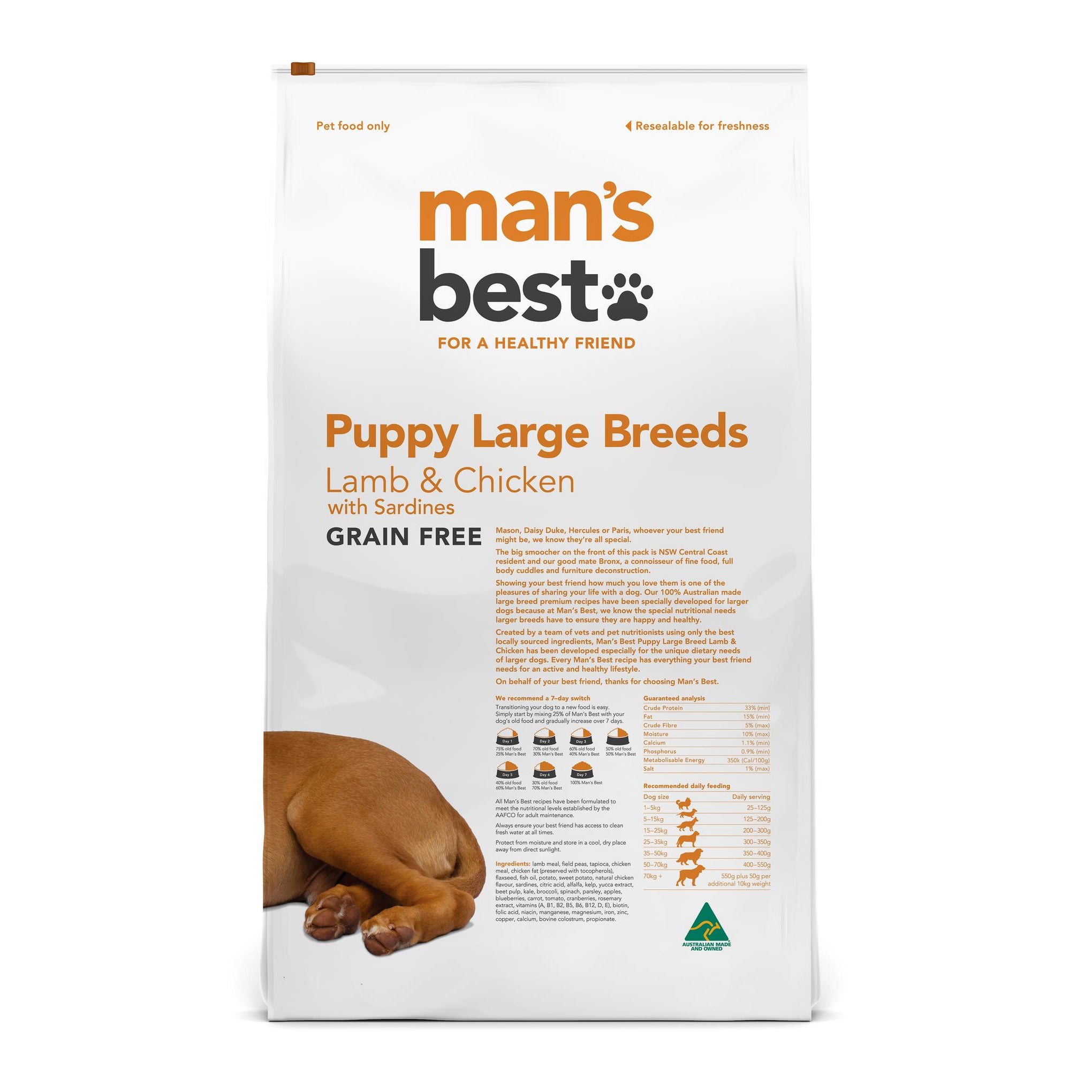 Mans Best Grain Free Puppy Large Breed Lamb & Chicken Dry Dog Food 12kg