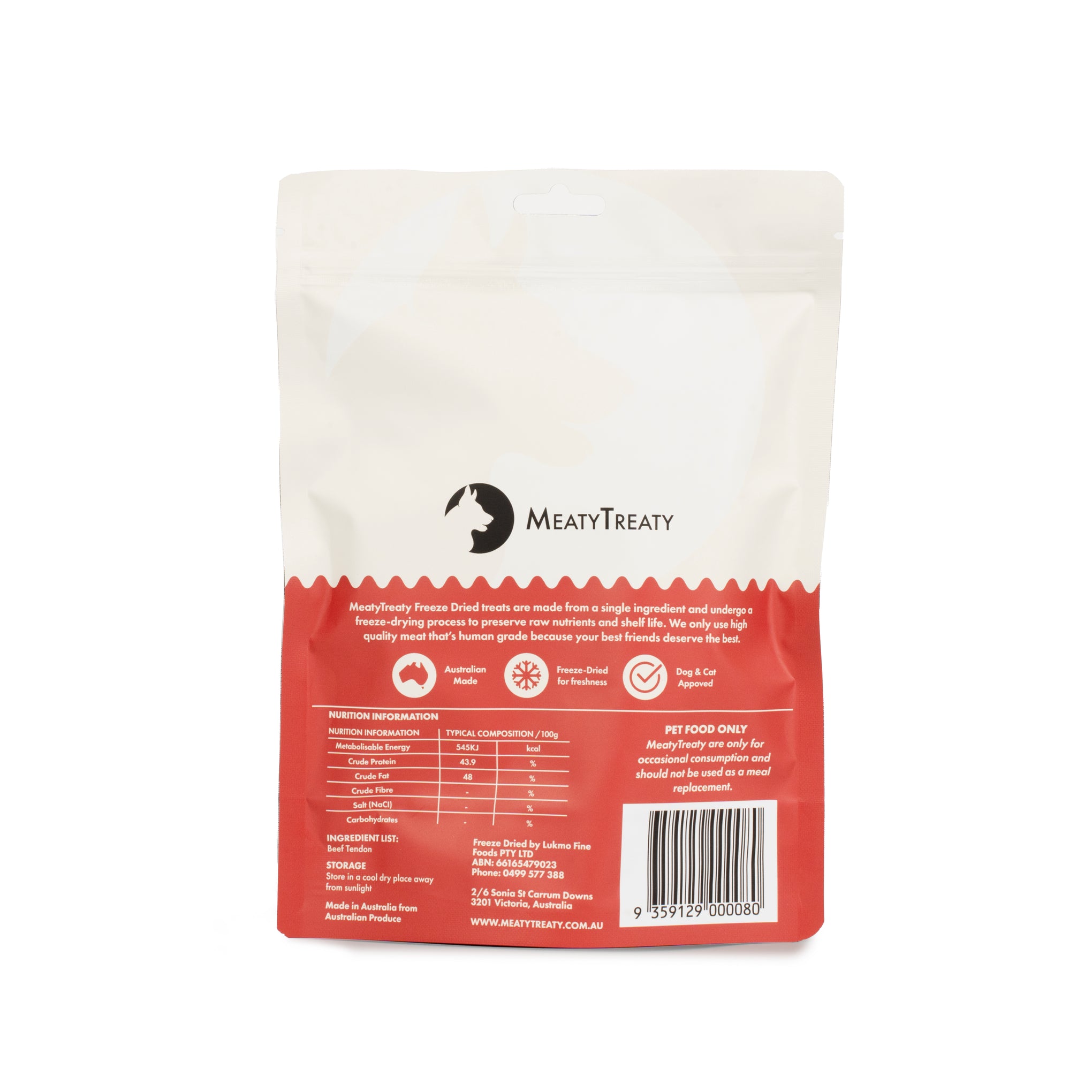 Meaty Treaty Australian Freeze Dried Beef Tendon Dog Treats 70g