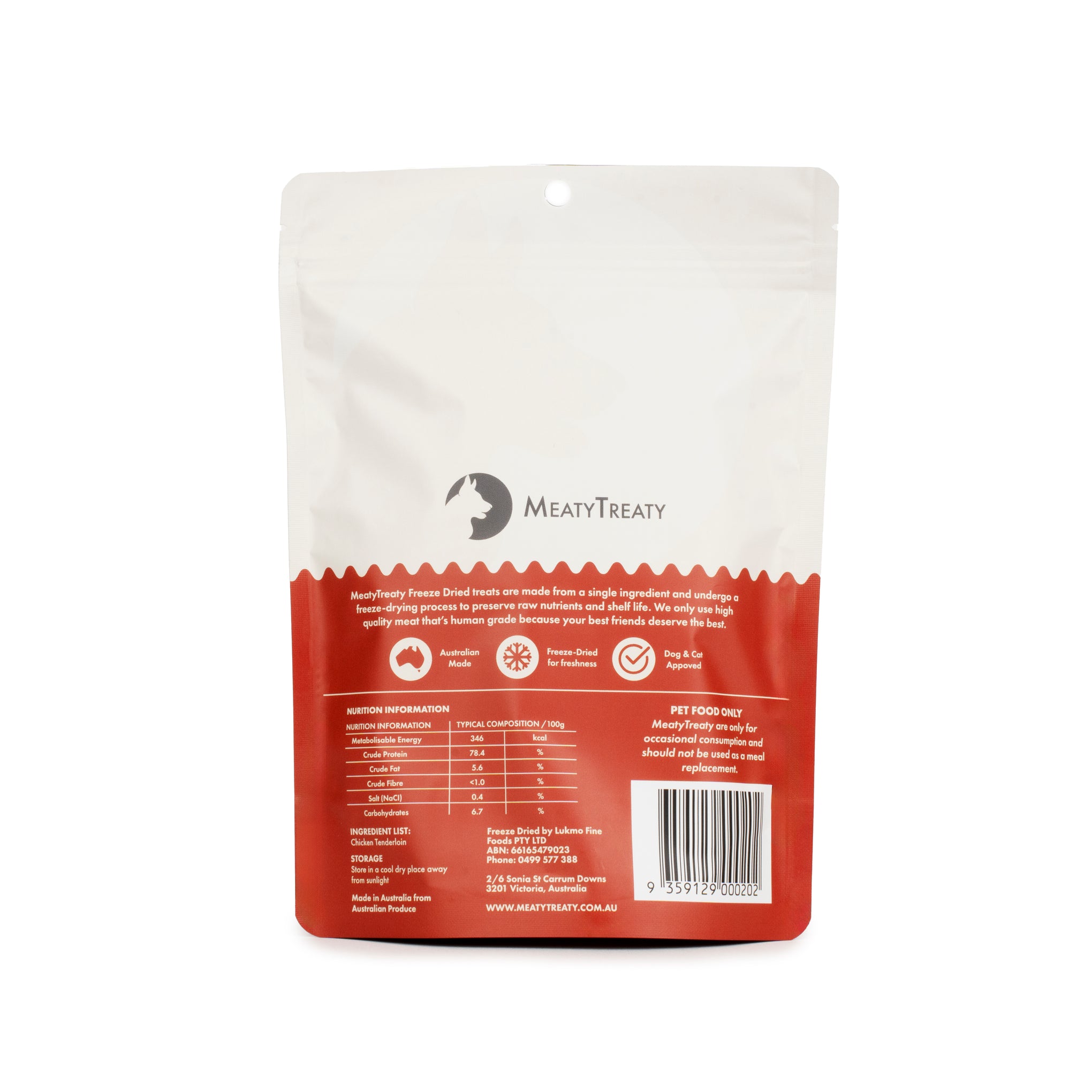 Meaty Treaty Freeze Dried Australian Chicken Tenderloin Cat & Dog Treats 80g