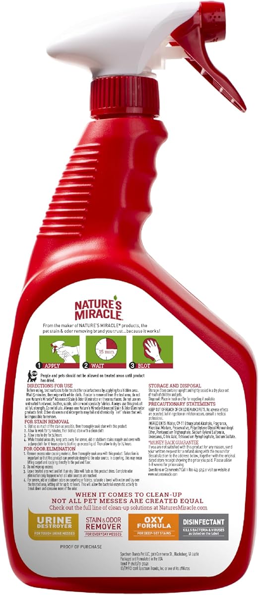 Nature's Miracle Advanced Dog Stain and Odour Eliminator Lemon 946ml