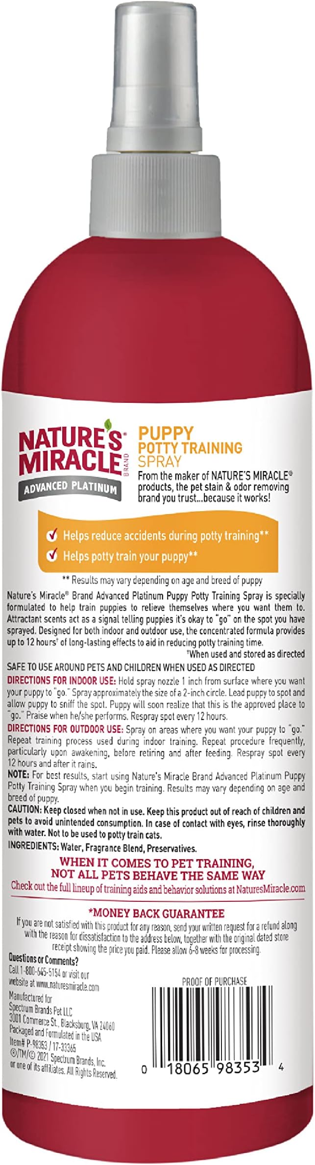 Nature's Miracle Advanced Platinum Puppy Potty Training Spray 236ml