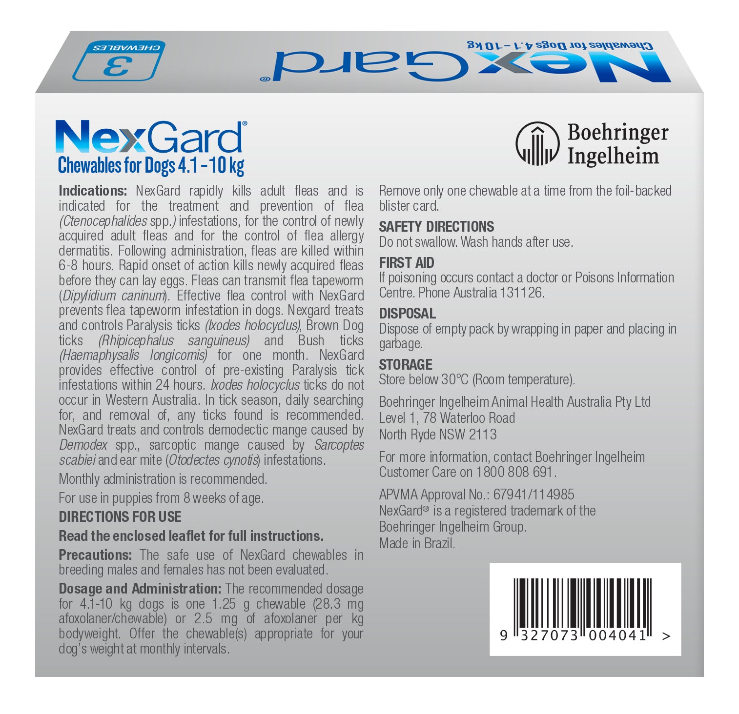 Nexgard dosage by weight best sale