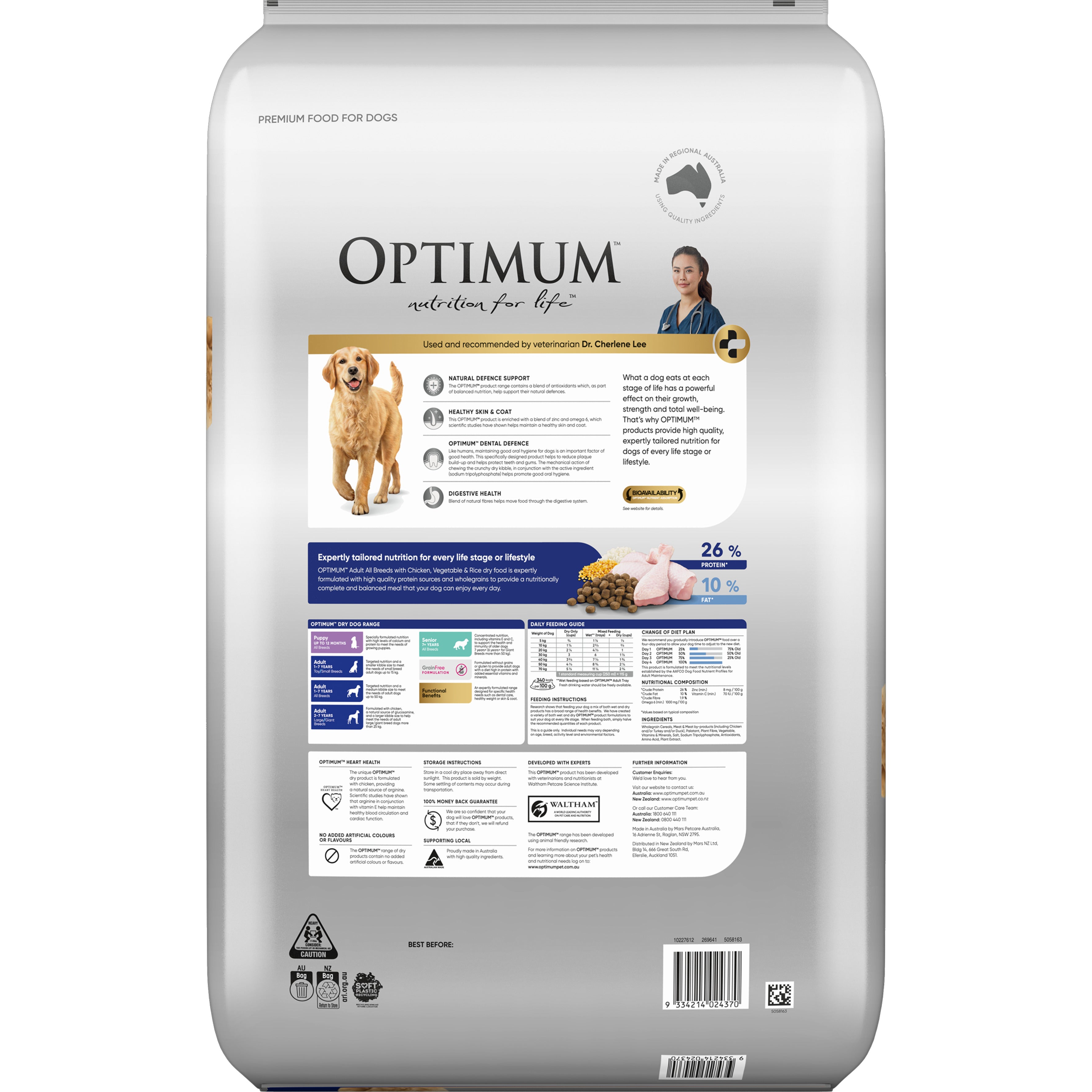 Optimum Chicken Vegetables With Rice Adult All Breed Dry Dog Food 18kg