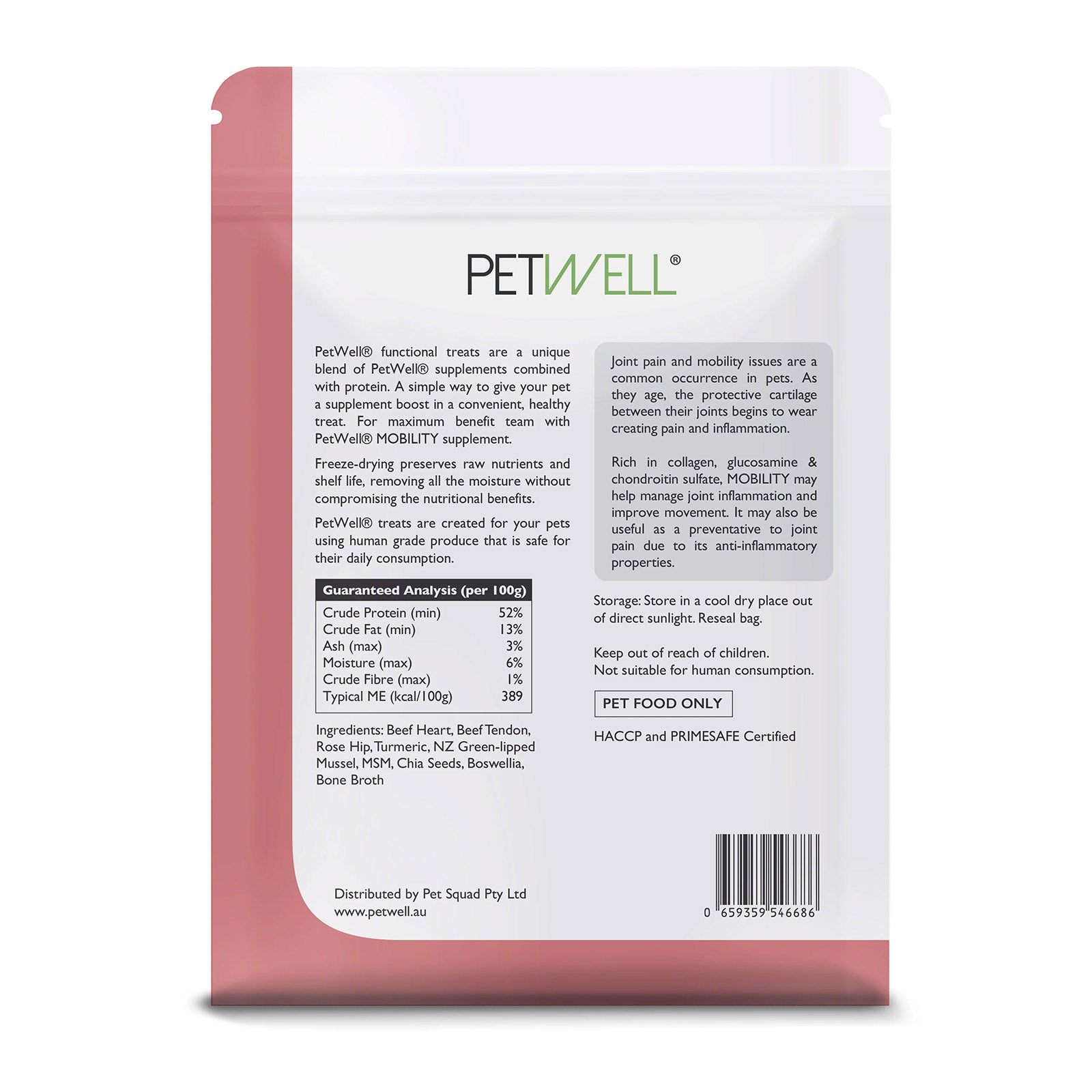 PetWell Mobility + Beef Dog and Cat Functional Treats 100g