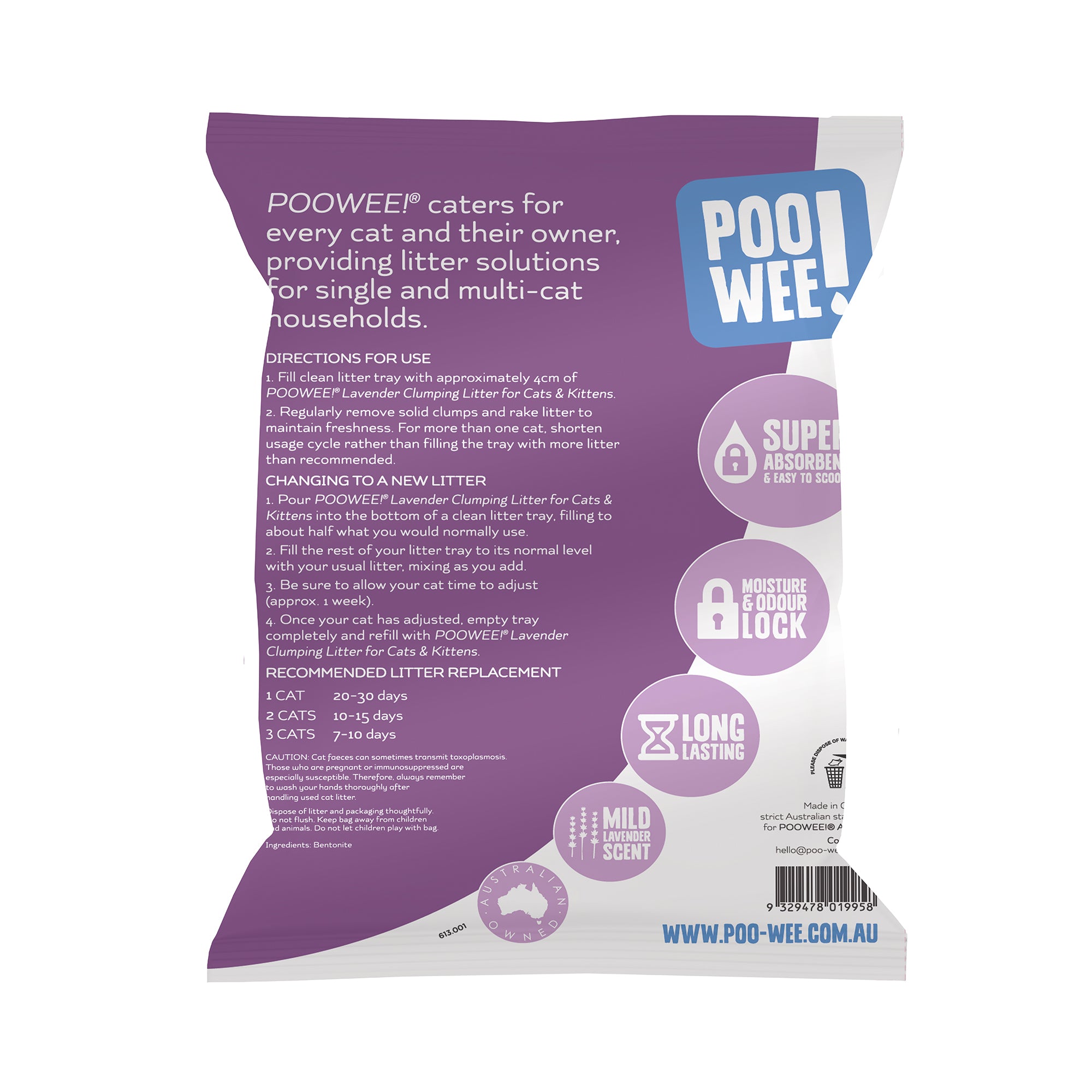 Poowee! Clumping Lavender Cat Litter 7.5Kg