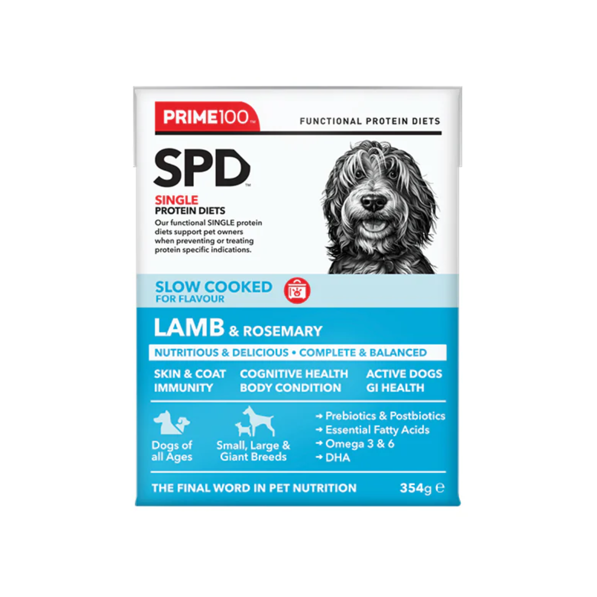 Prime100 SPD Dog Wet Food Slow Cooked Lamb & Rosemary 354g