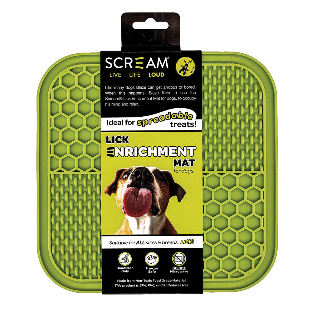 Scream Lick Enrichment Square Non Slip Dog Mat Green