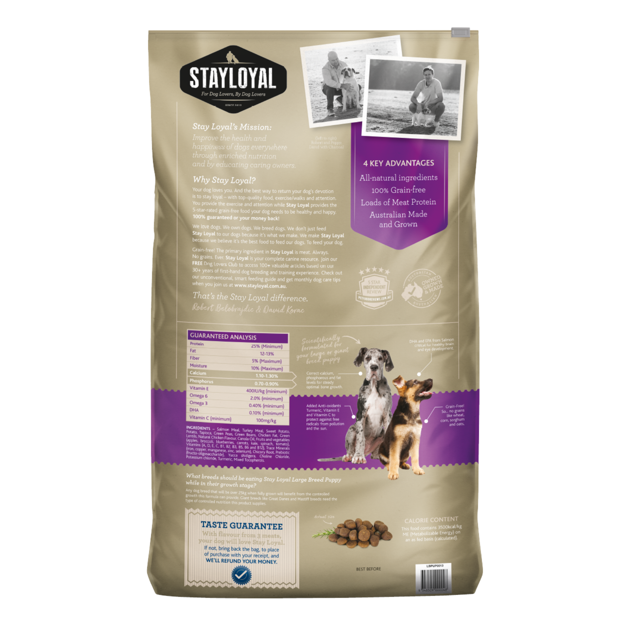 Stay Loyal Premium Large Breed Puppy Grain Free Salmon Turkey Dry Dog Food 13kg