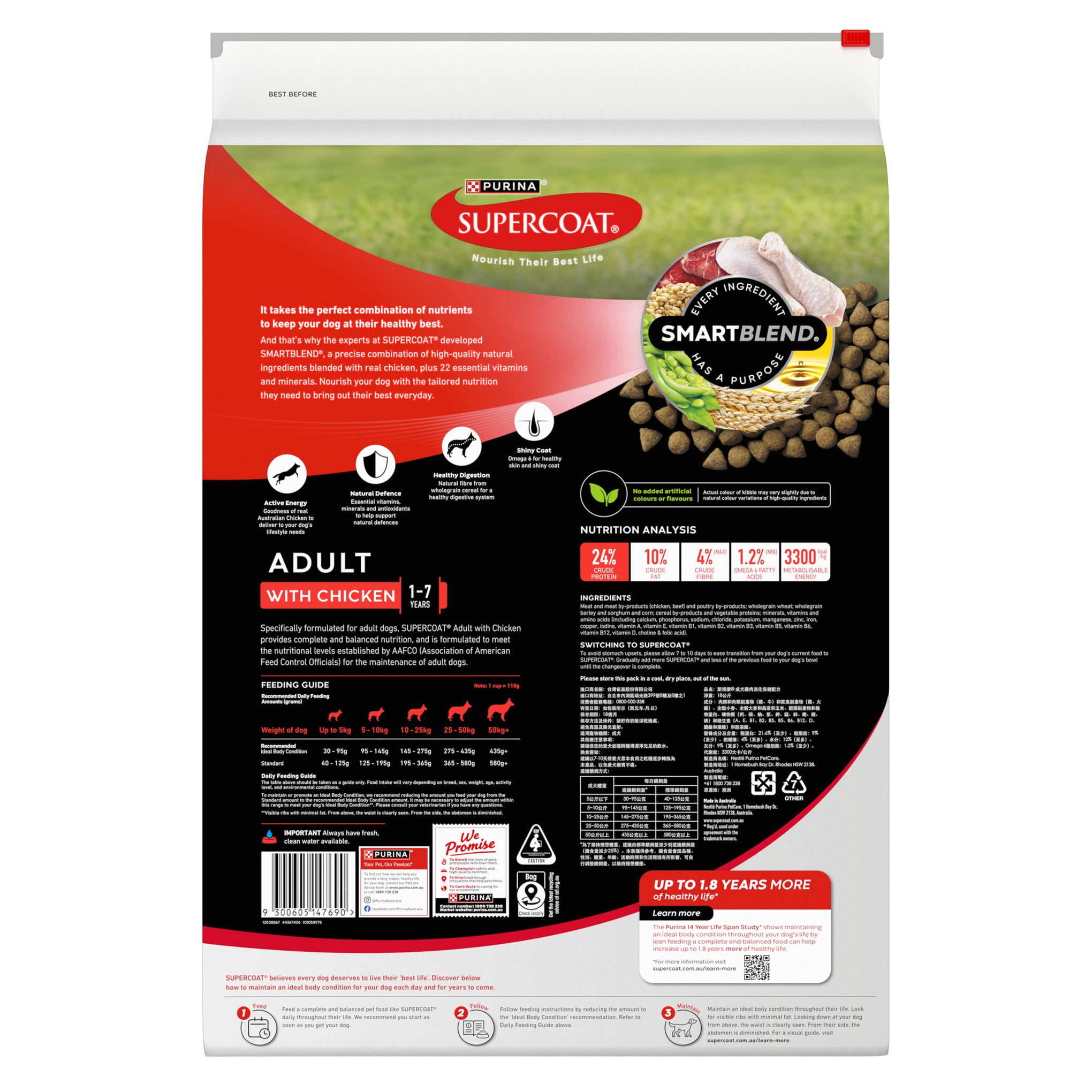 Supercoat Chicken Adult Dry Dog Food 18kg