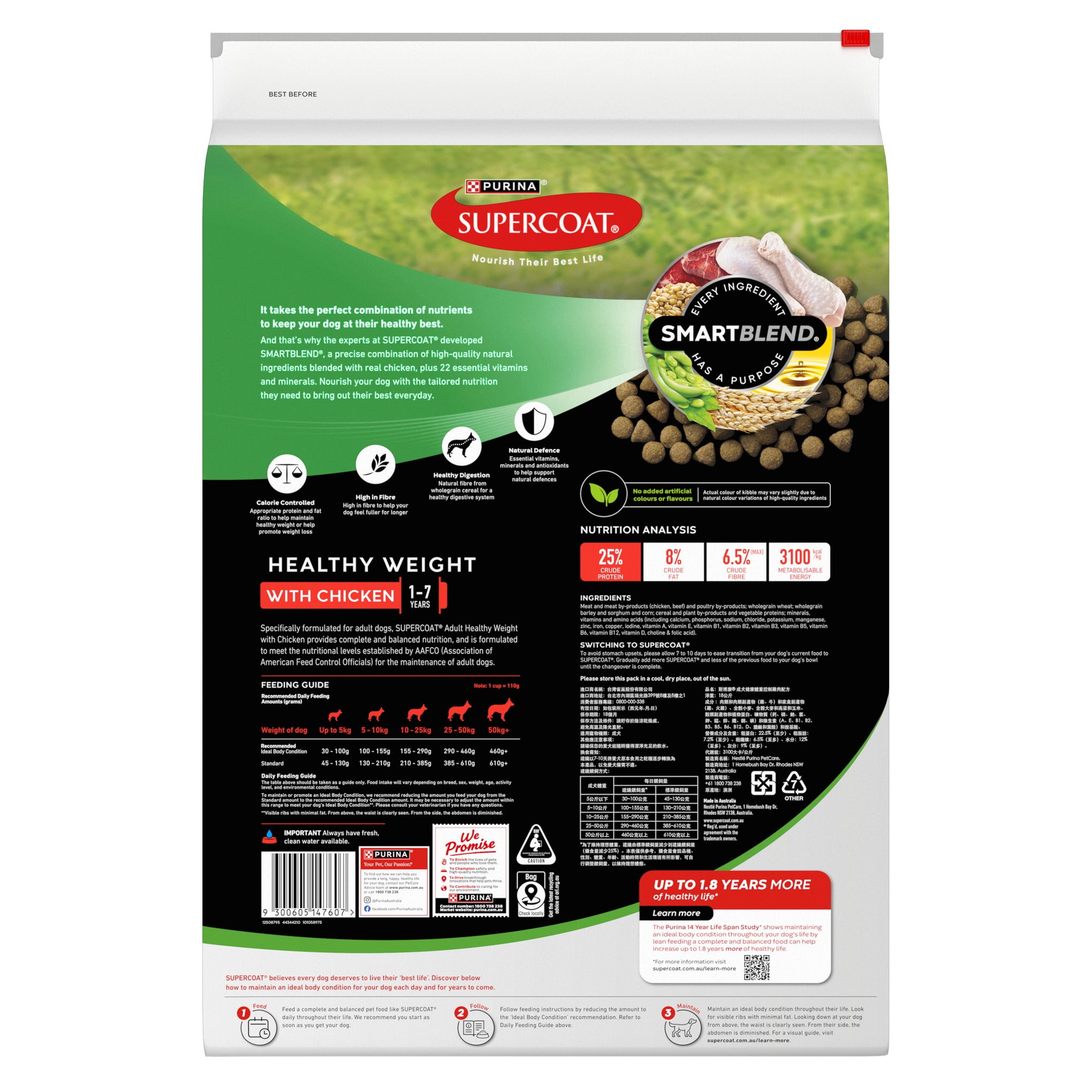 Supercoat Chicken Healthy Weight Adult Dry Dog Food 18kg