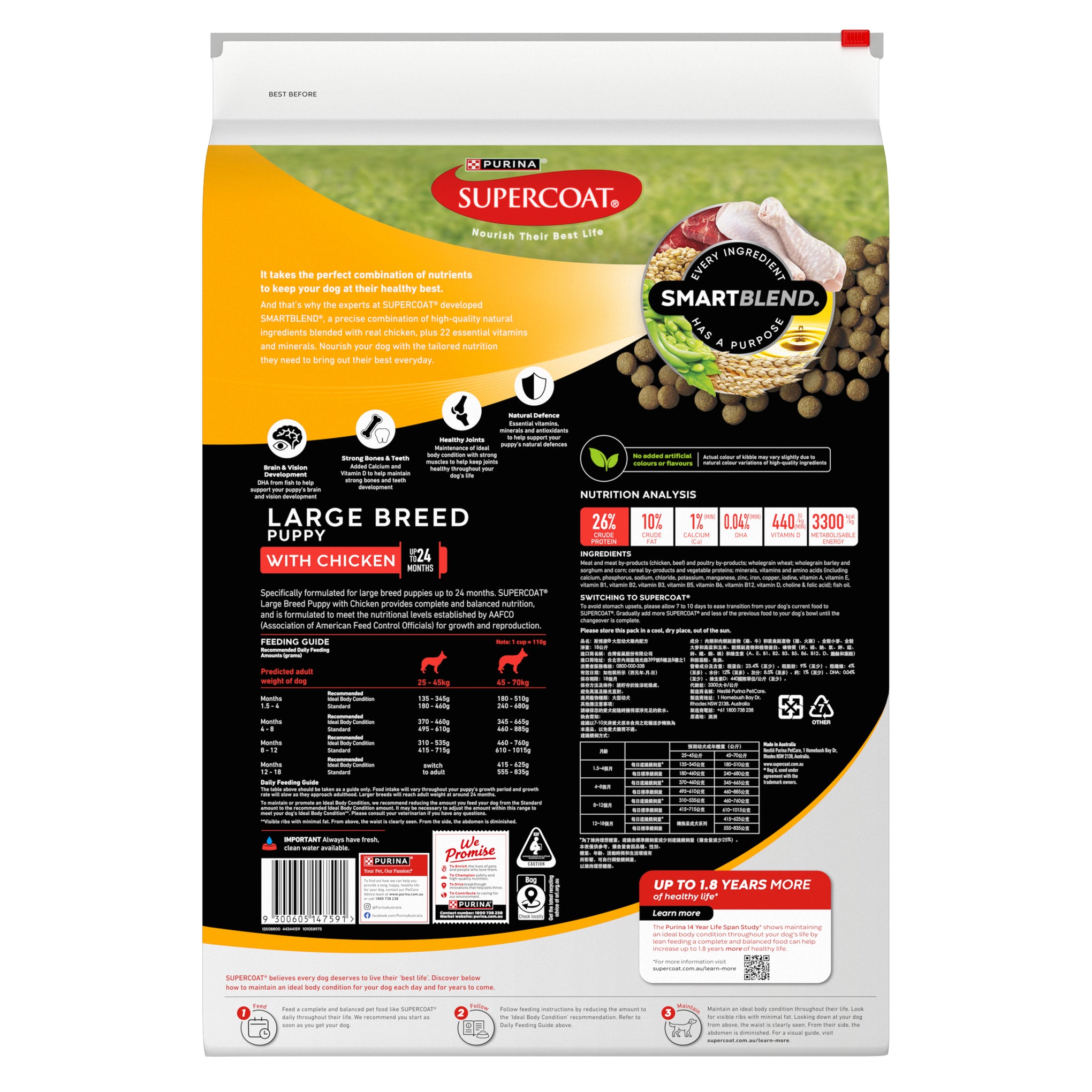 Supercoat Chicken Large Breed Puppy Dry Dog Food 18kg