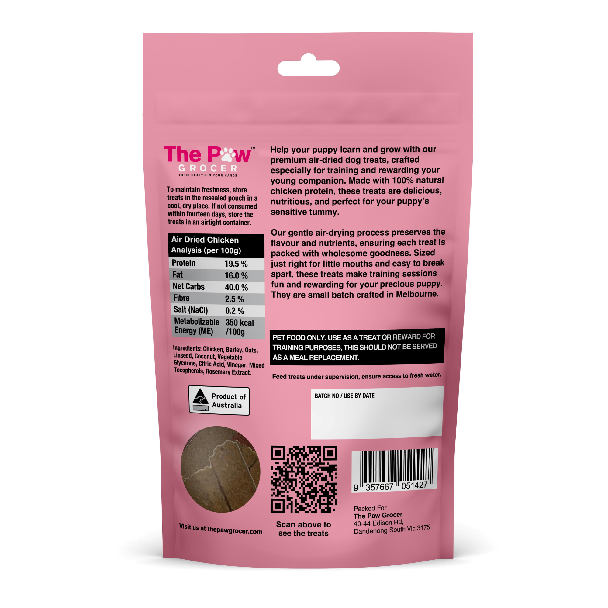 The Paw Grocer Air Dried Puppy Training Treats Chicken 100g