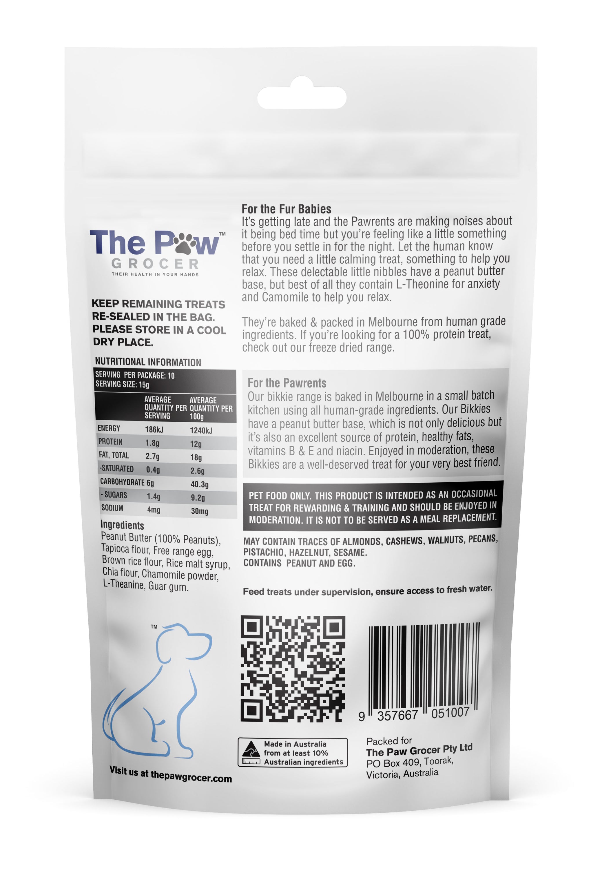 The Paw Grocer Dog Treat Bikkies Bed Time 150g