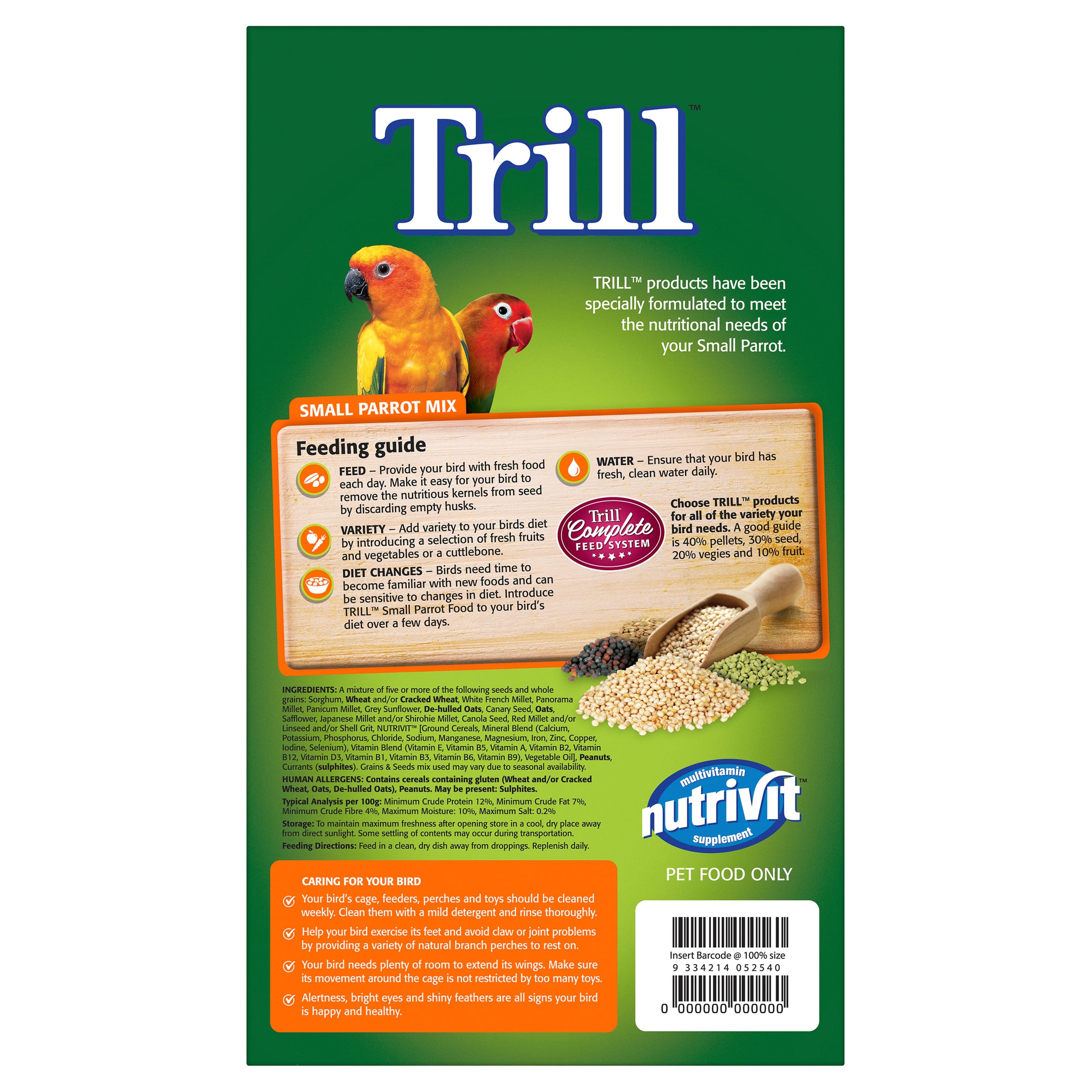 Trill Small Parrot Mix 1.8kg