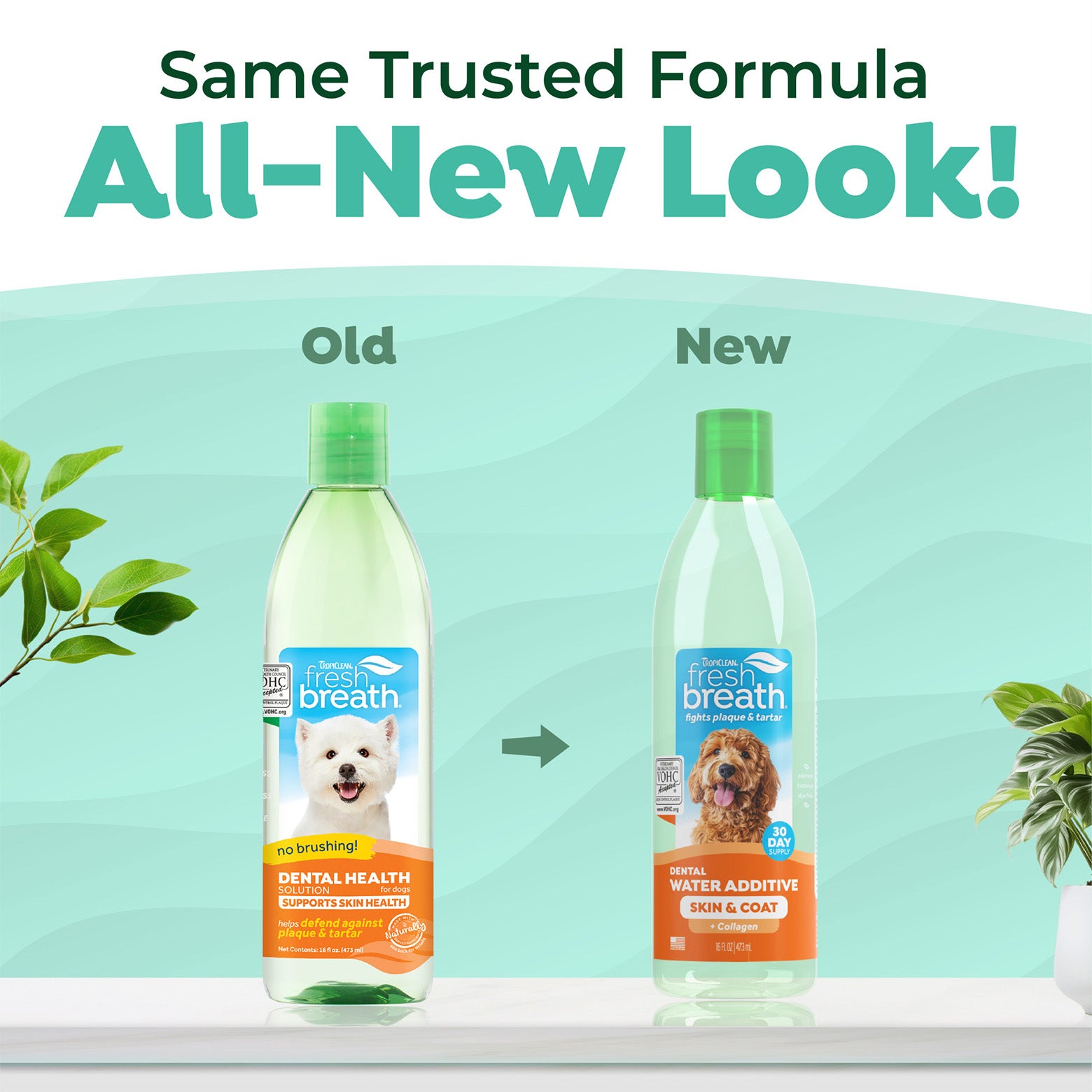 TropiClean Fresh Breath Dental Water Additive Skin & Coat 473ml