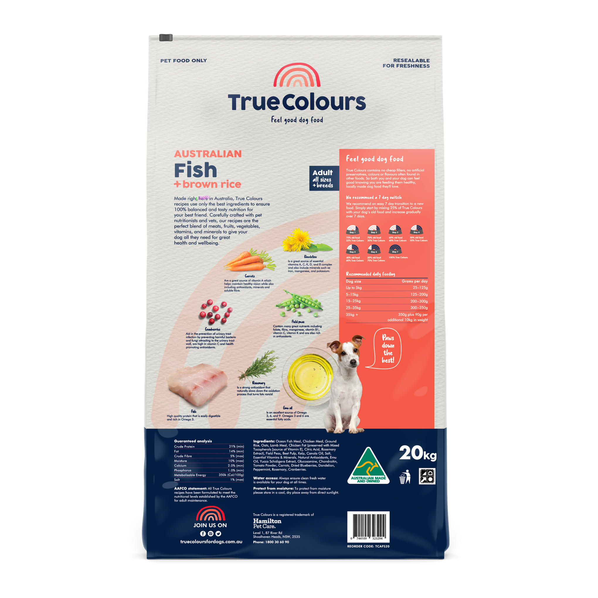 True Colours Adult Fish & Brown Rice Dry Dog Food